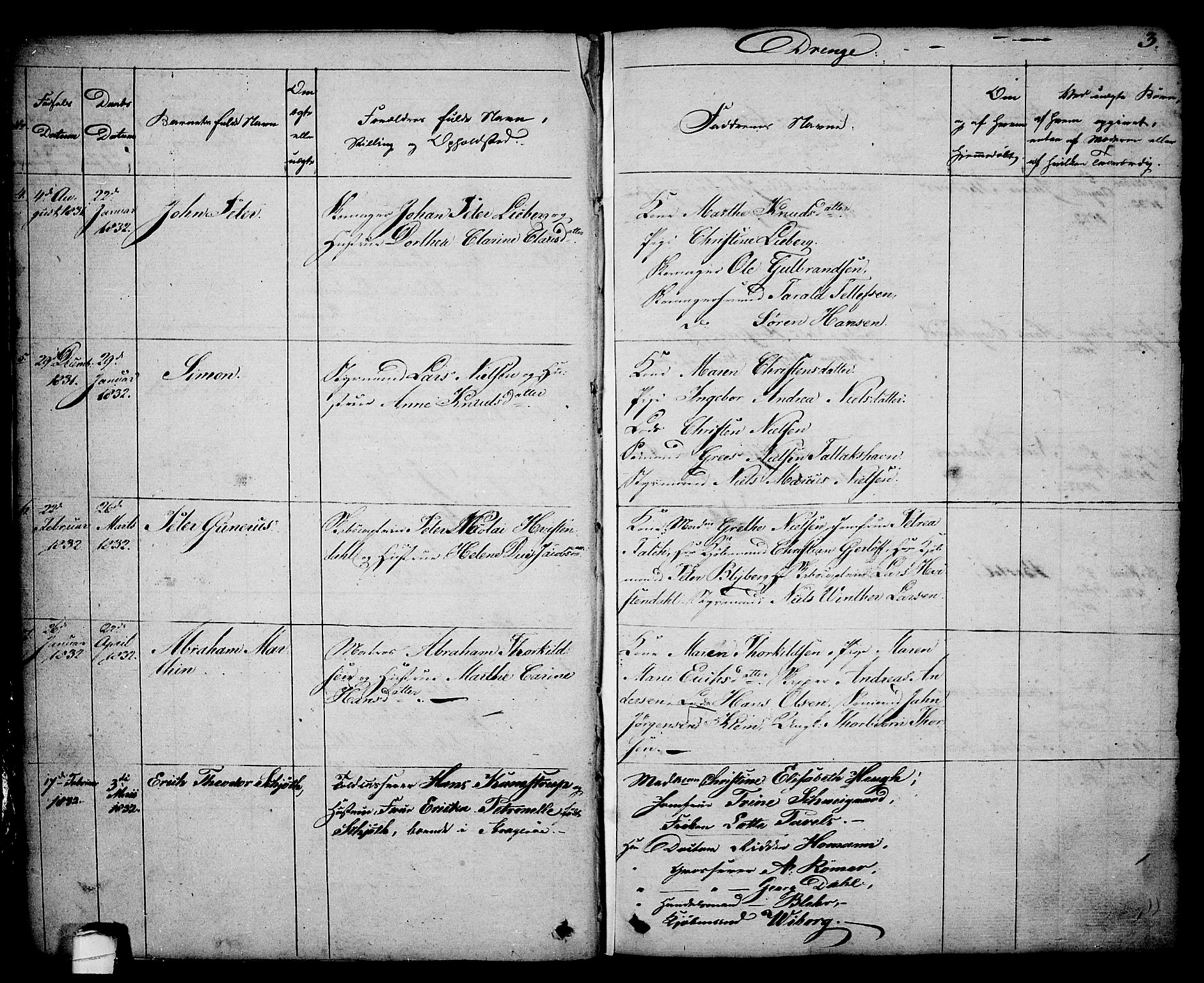 Kragerø kirkebøker, AV/SAKO-A-278/G/Ga/L0003: Parish register (copy) no. 3, 1832-1852, p. 3