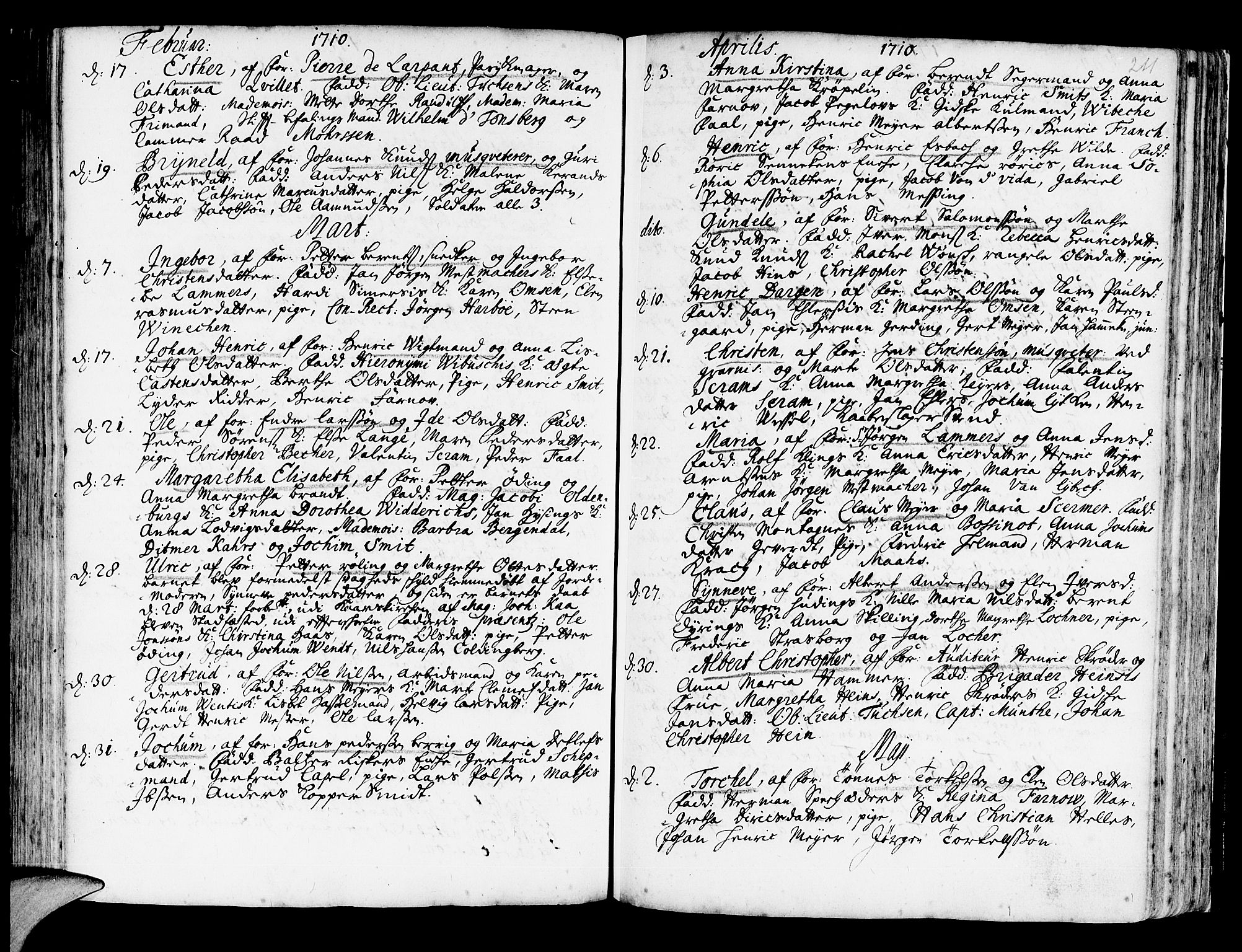 Korskirken sokneprestembete, AV/SAB-A-76101/H/Haa/L0003: Parish register (official) no. A 3, 1698-1719, p. 211