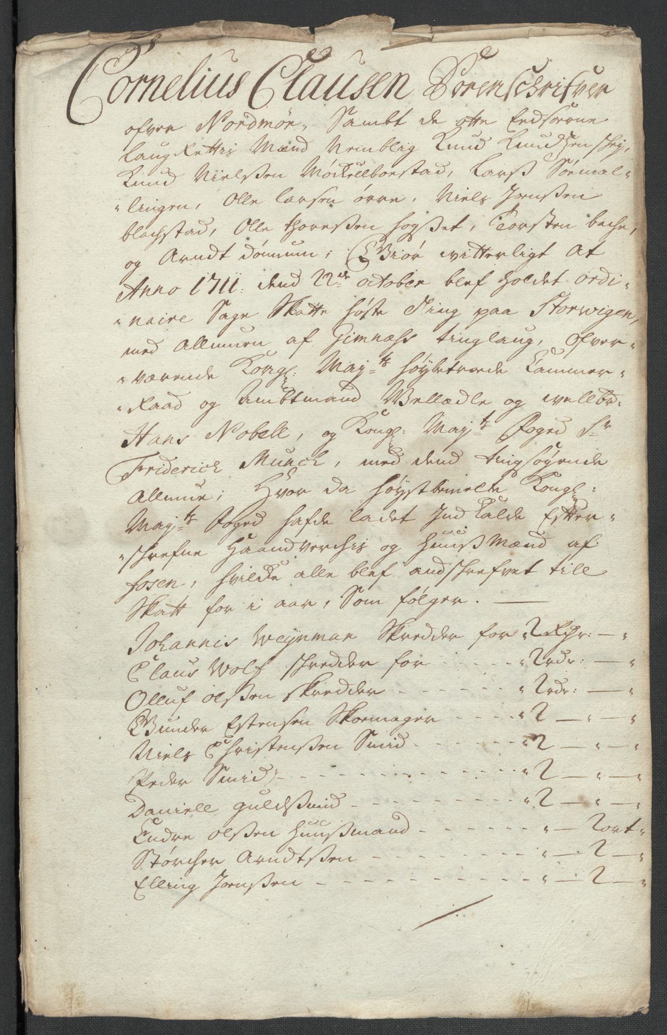 Rentekammeret inntil 1814, Reviderte regnskaper, Fogderegnskap, RA/EA-4092/R56/L3745: Fogderegnskap Nordmøre, 1711, p. 95