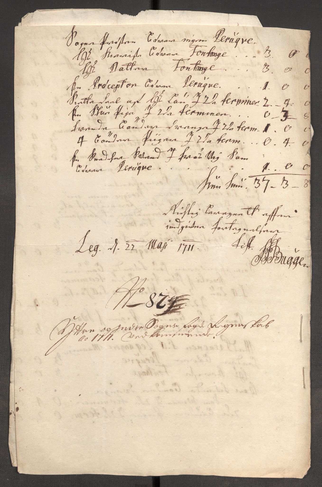 Rentekammeret inntil 1814, Reviderte regnskaper, Fogderegnskap, RA/EA-4092/R52/L3317: Fogderegnskap Sogn, 1711, p. 388