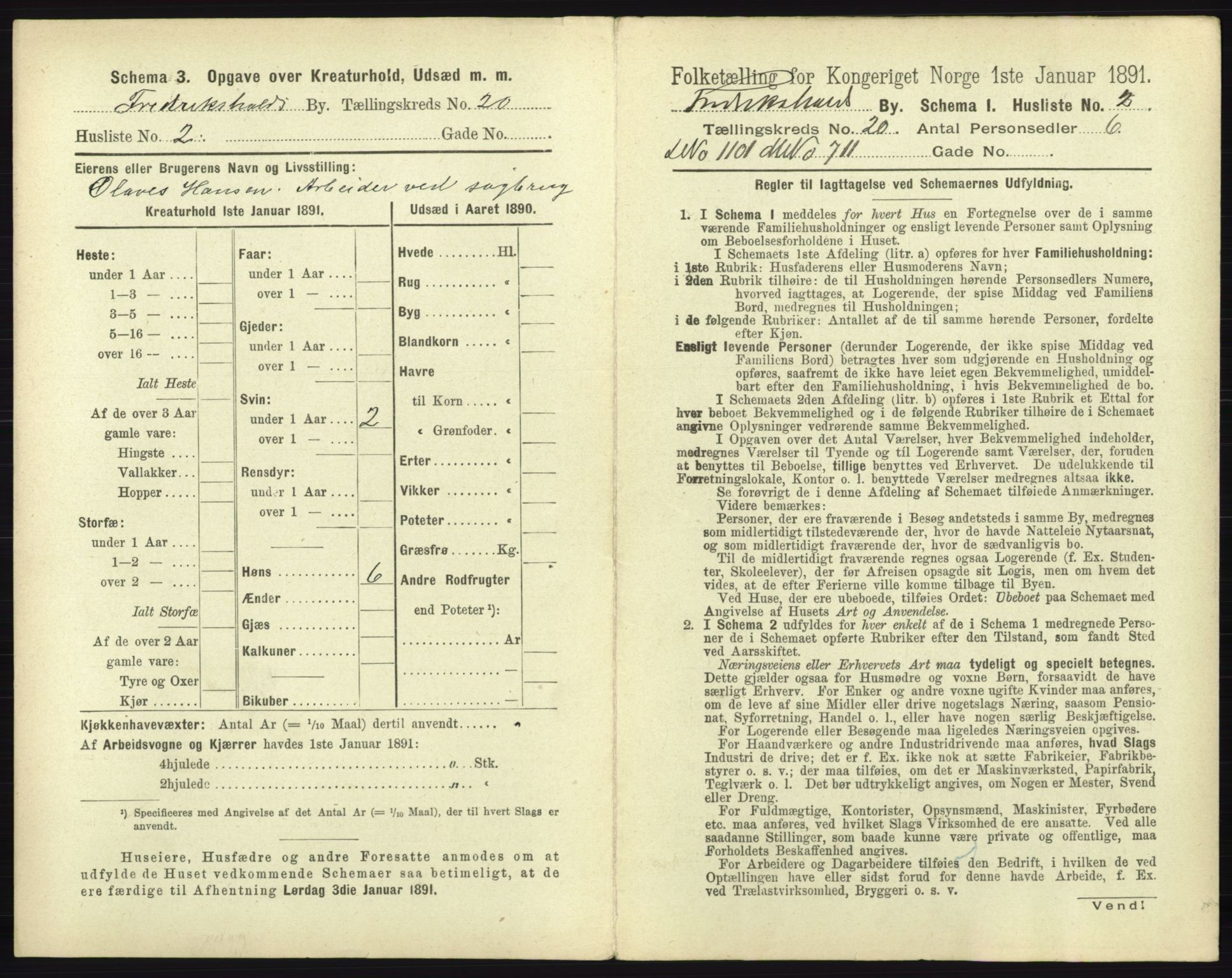 RA, 1891 census for 0101 Fredrikshald, 1891, p. 1750