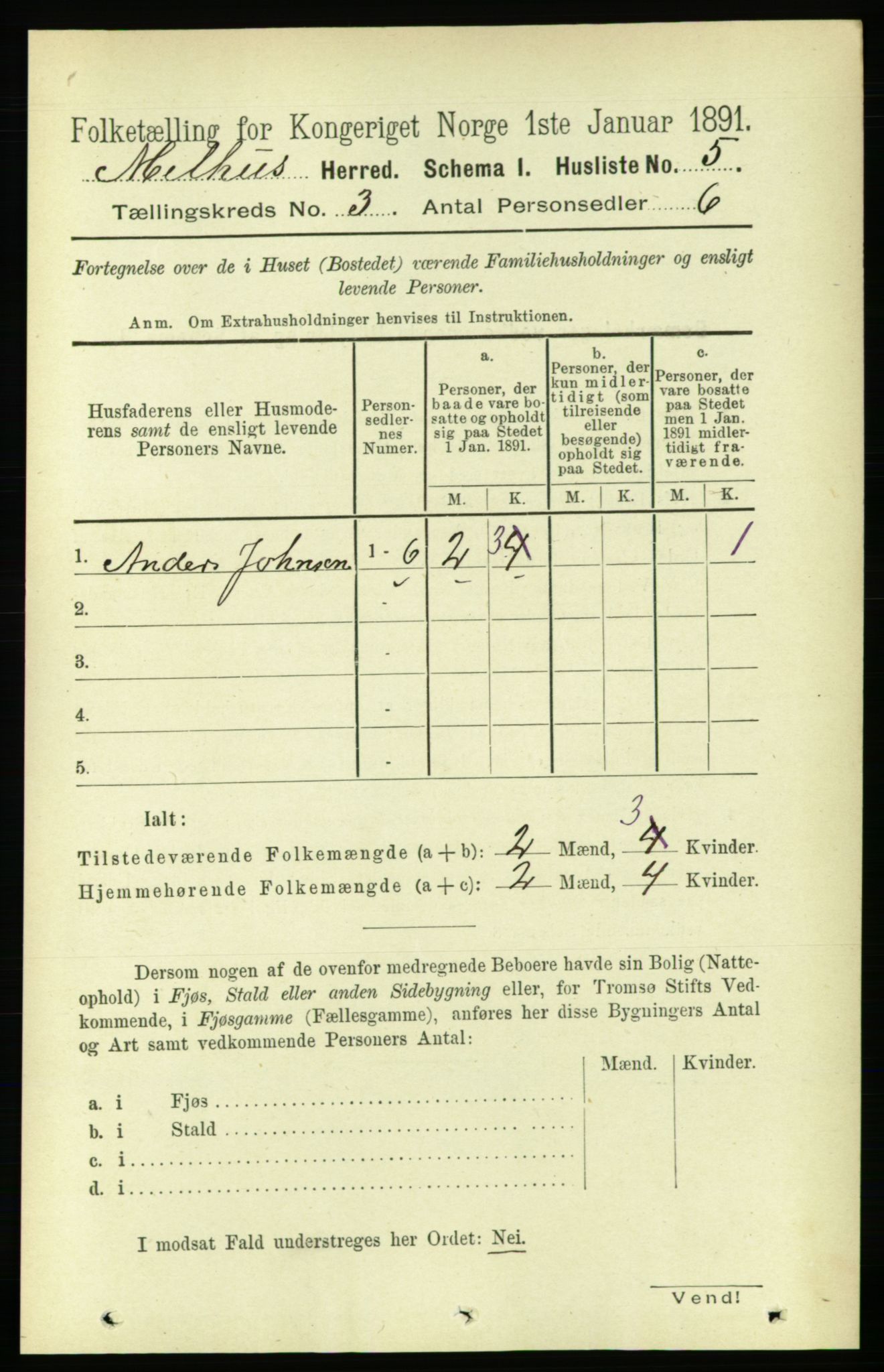 RA, 1891 census for 1653 Melhus, 1891, p. 1276