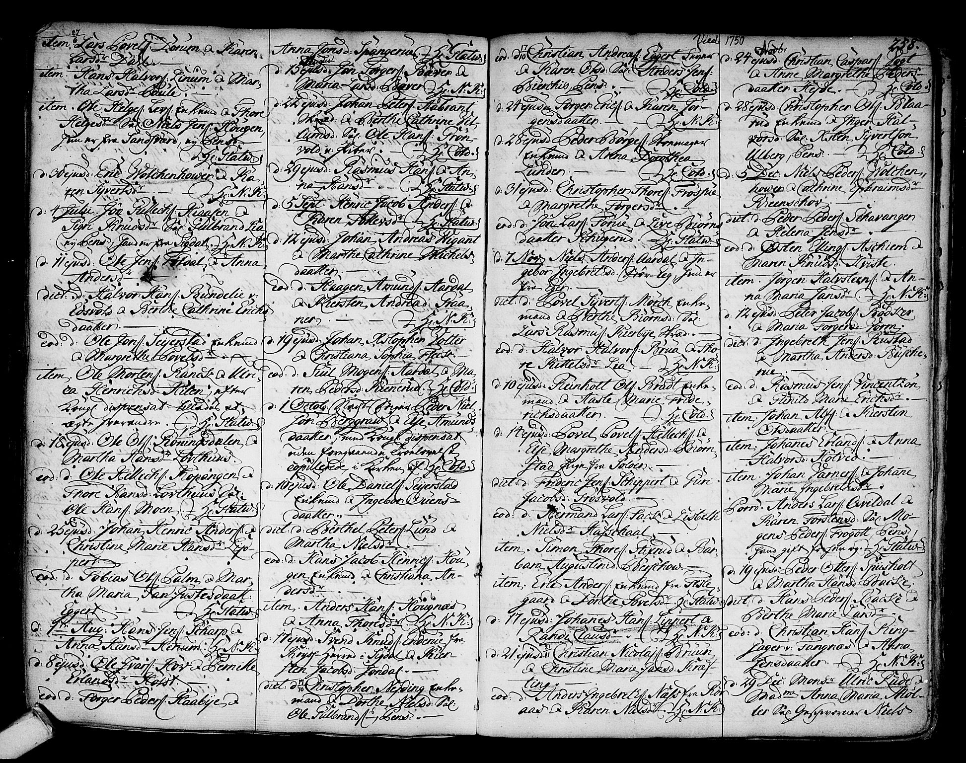 Kongsberg kirkebøker, AV/SAKO-A-22/F/Fa/L0003: Parish register (official) no. I 3, 1744-1755, p. 258