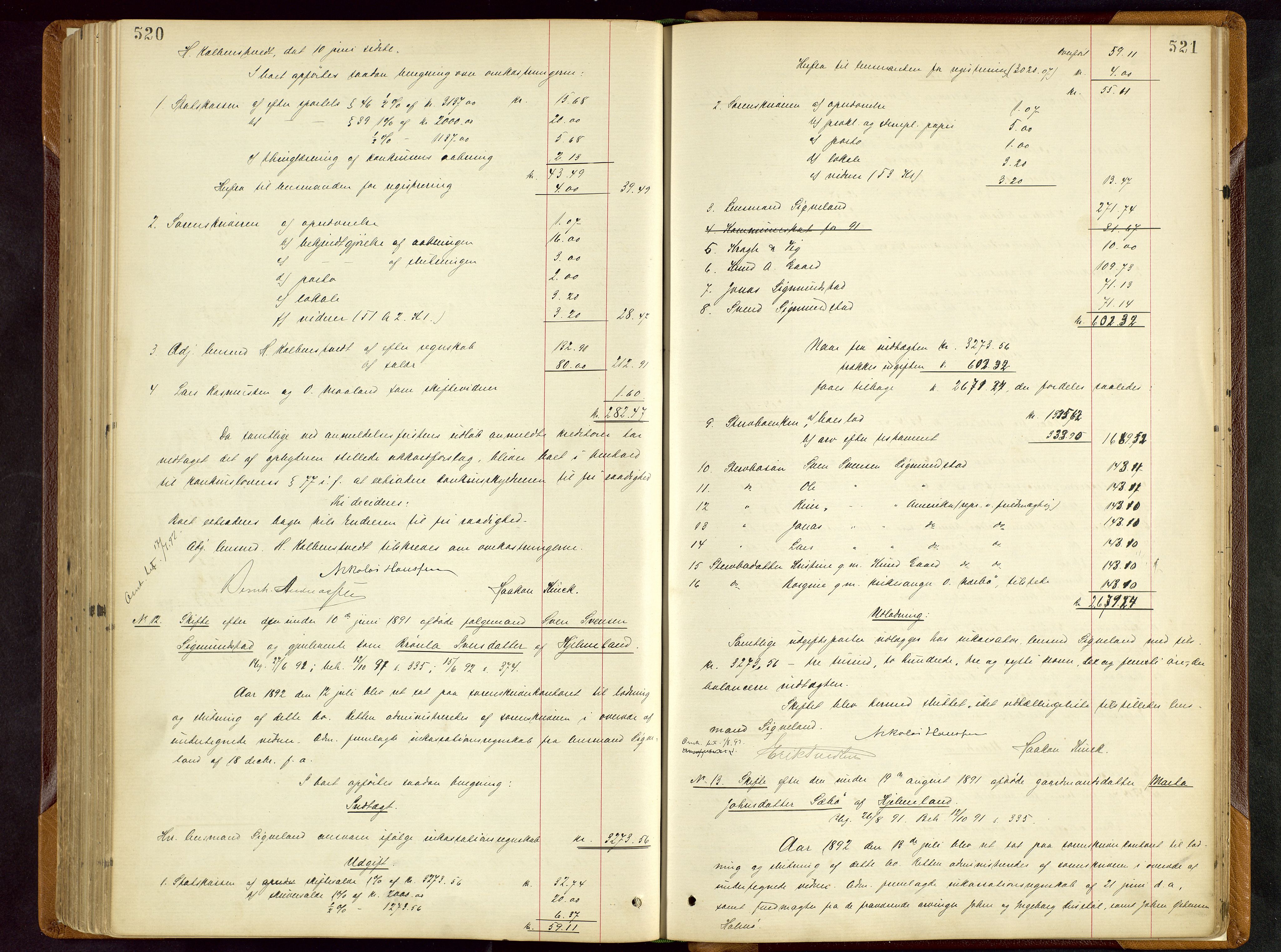 Ryfylke tingrett, AV/SAST-A-100055/001/IV/IVD/L0028: Skifteprotokoll, register i protokollen, 1885-1893, p. 520-521