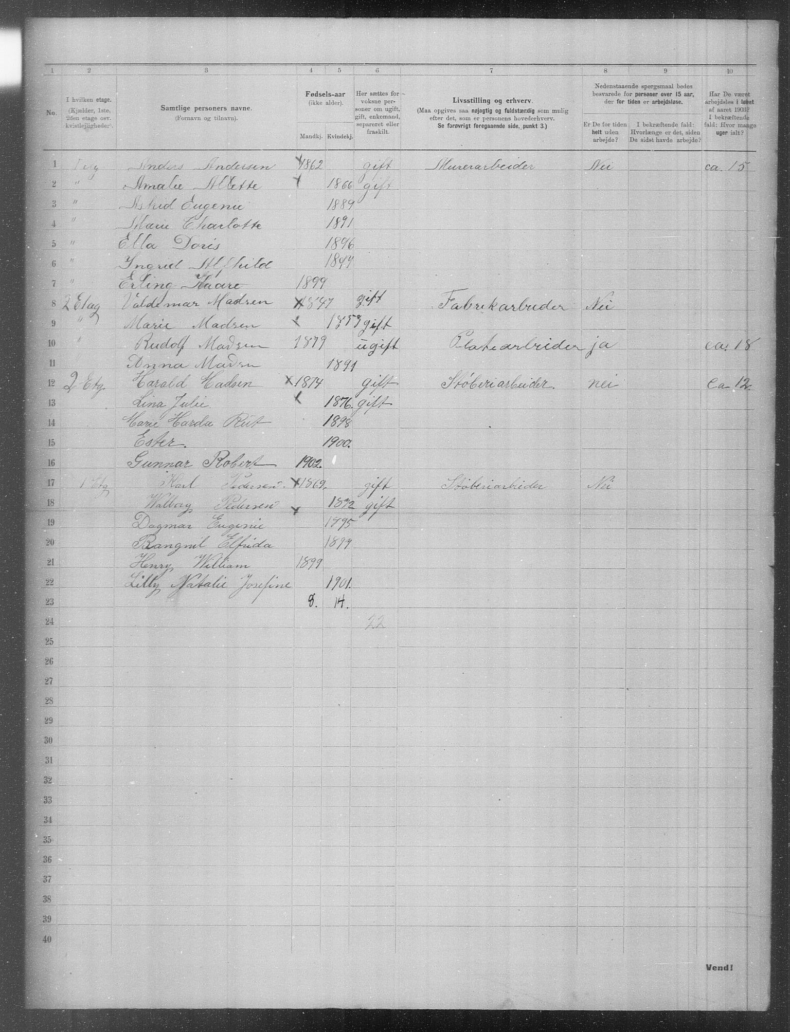 OBA, Municipal Census 1903 for Kristiania, 1903, p. 621