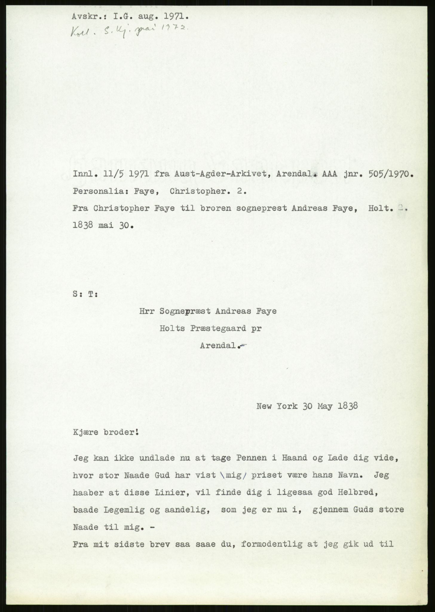 Samlinger til kildeutgivelse, Amerikabrevene, AV/RA-EA-4057/F/L0027: Innlån fra Aust-Agder: Dannevig - Valsgård, 1838-1914, p. 419