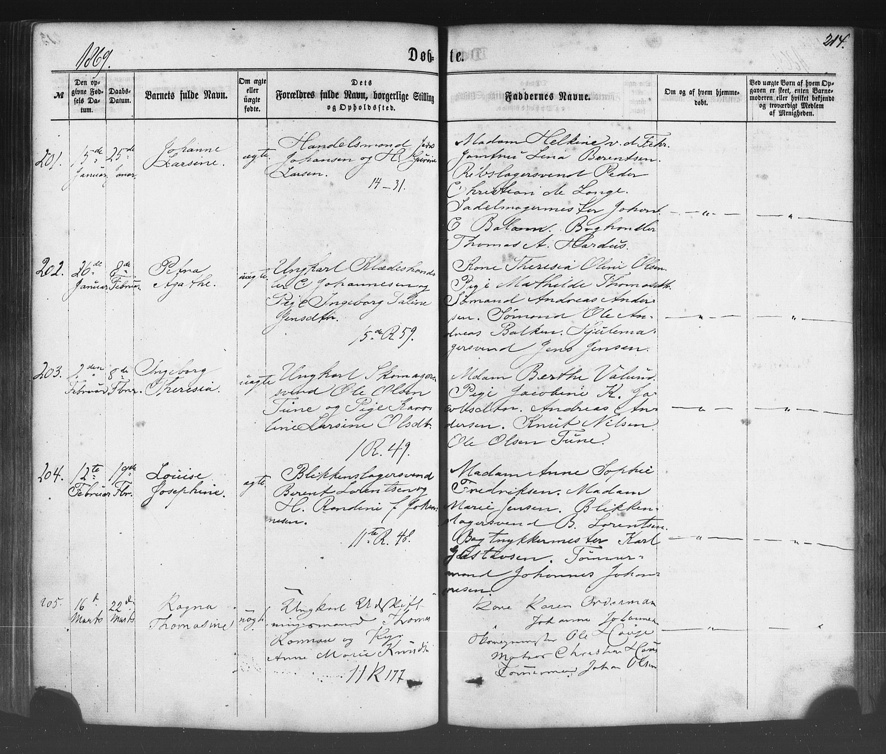 Fødselsstiftelsens sokneprestembete*, SAB/-: Parish register (official) no. A 1, 1863-1883, p. 214