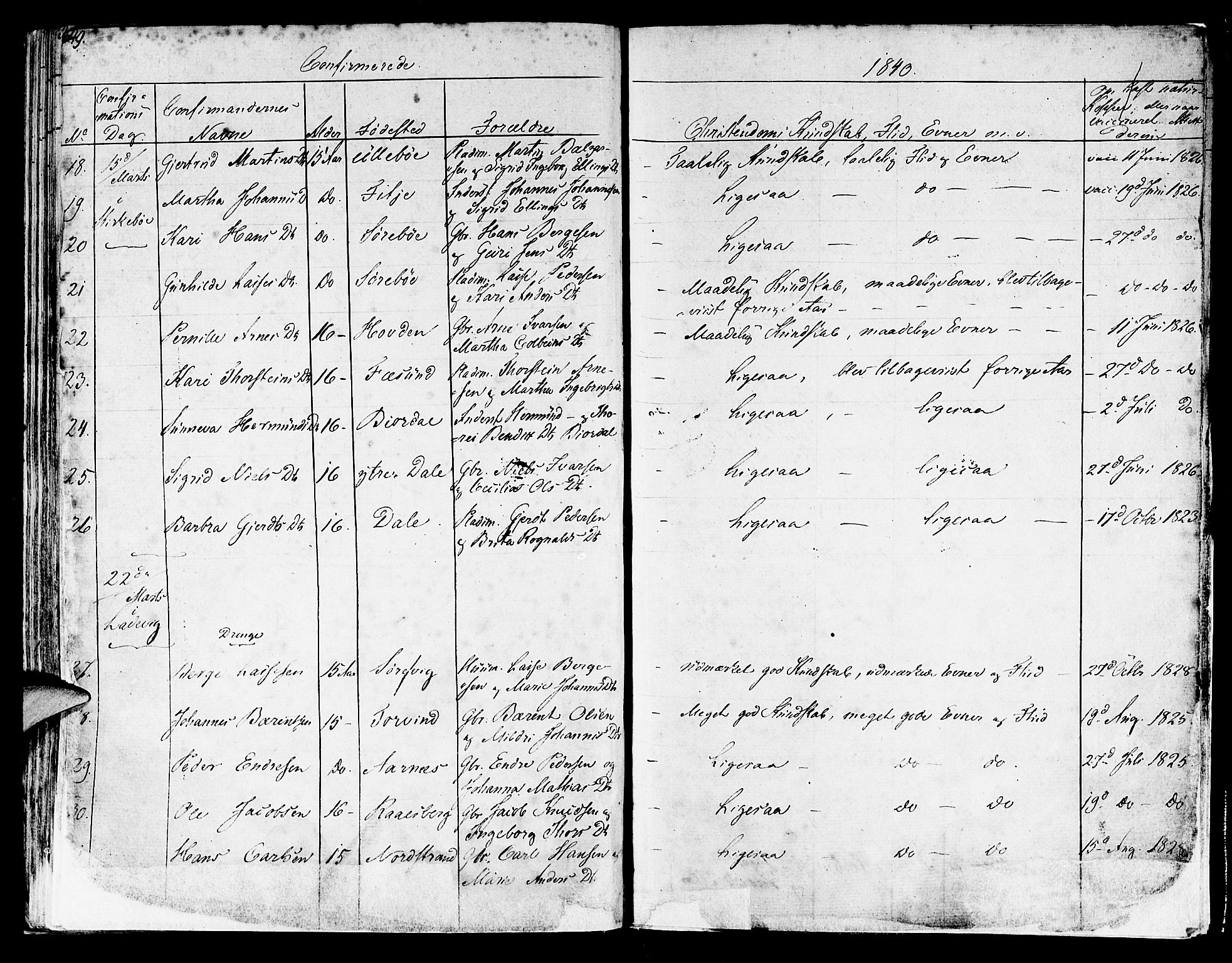 Lavik sokneprestembete, SAB/A-80901: Parish register (official) no. A 2I, 1821-1842, p. 349