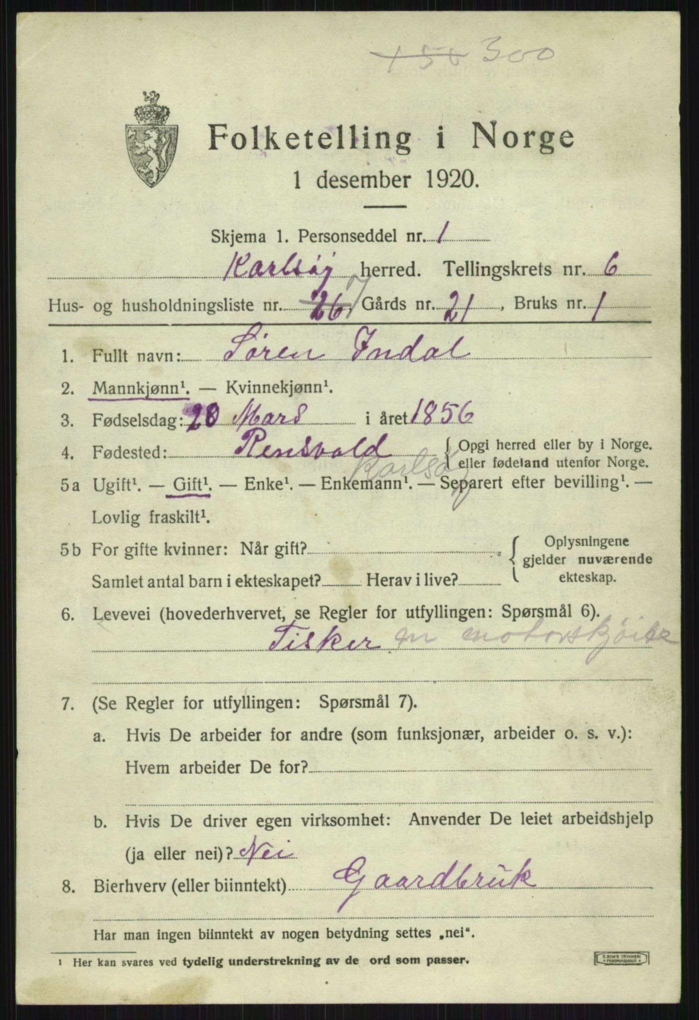 SATØ, 1920 census for Karlsøy, 1920, p. 2557