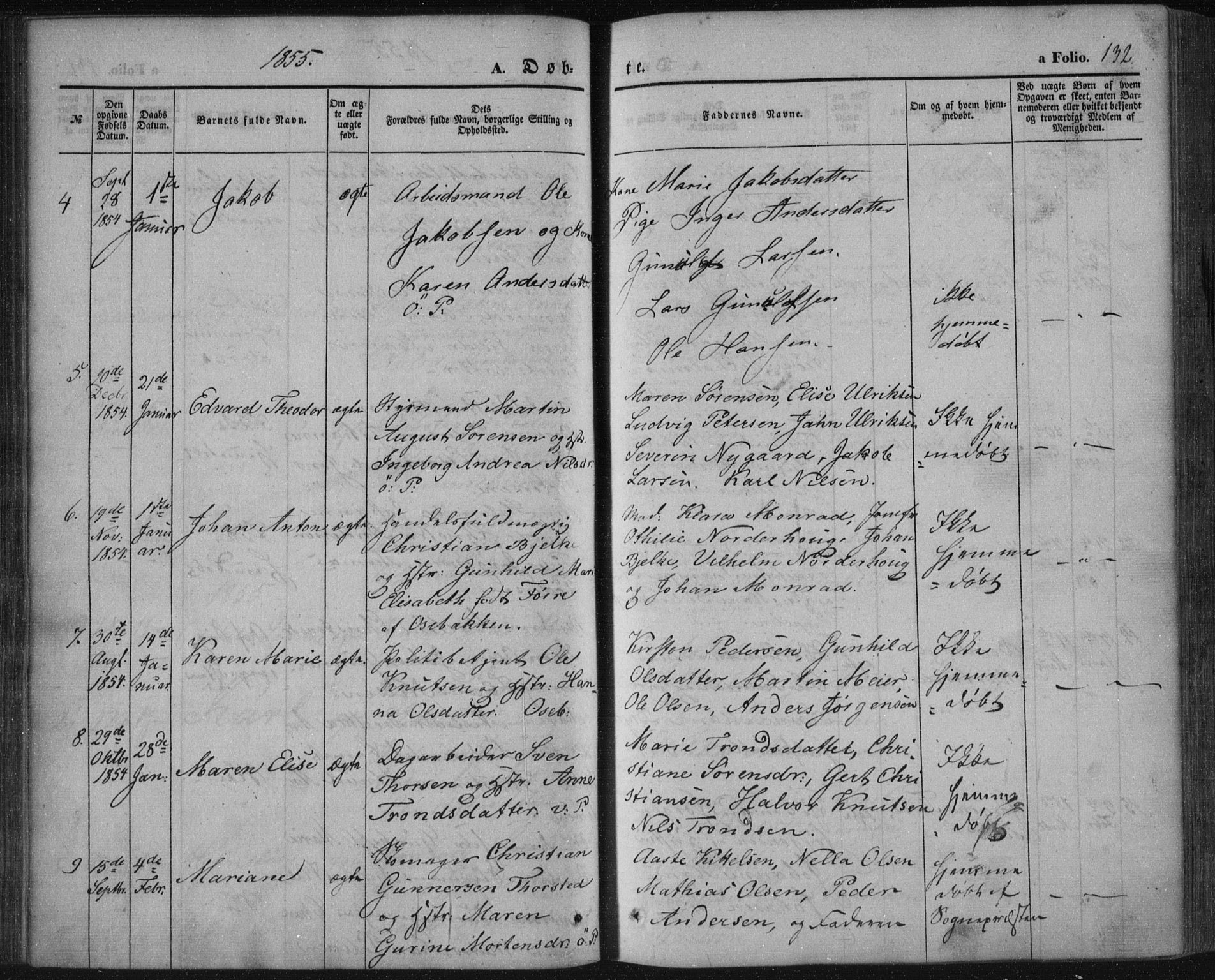 Porsgrunn kirkebøker , SAKO/A-104/F/Fa/L0006: Parish register (official) no. 6, 1841-1857, p. 132