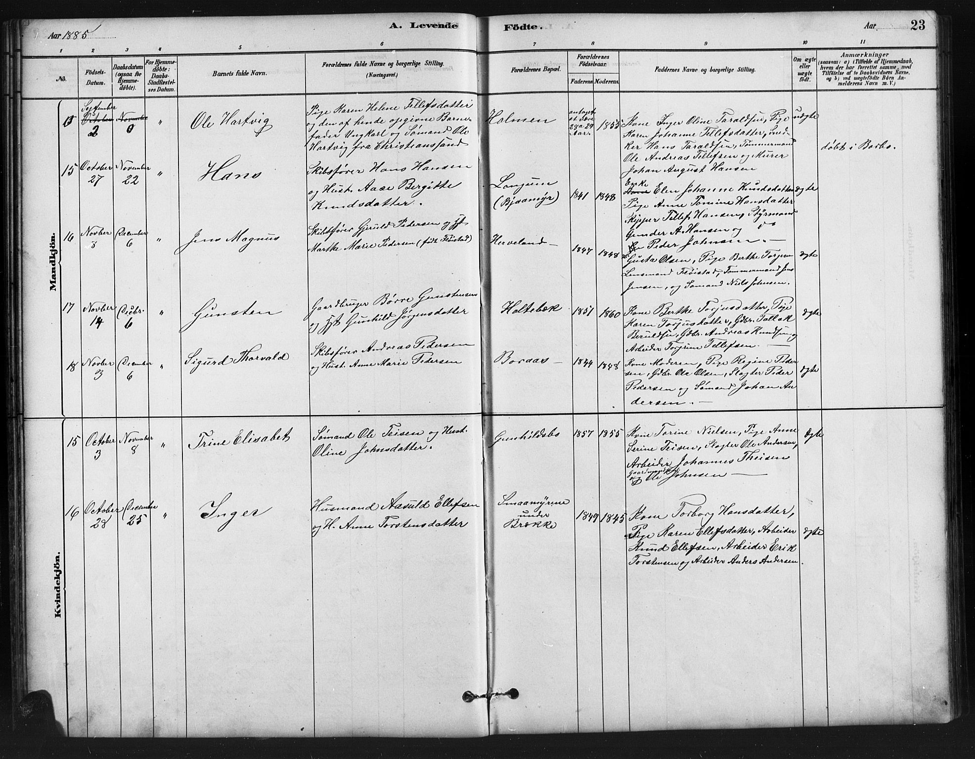 Austre Moland sokneprestkontor, SAK/1111-0001/F/Fb/Fba/L0003: Parish register (copy) no. B 3, 1879-1914, p. 23