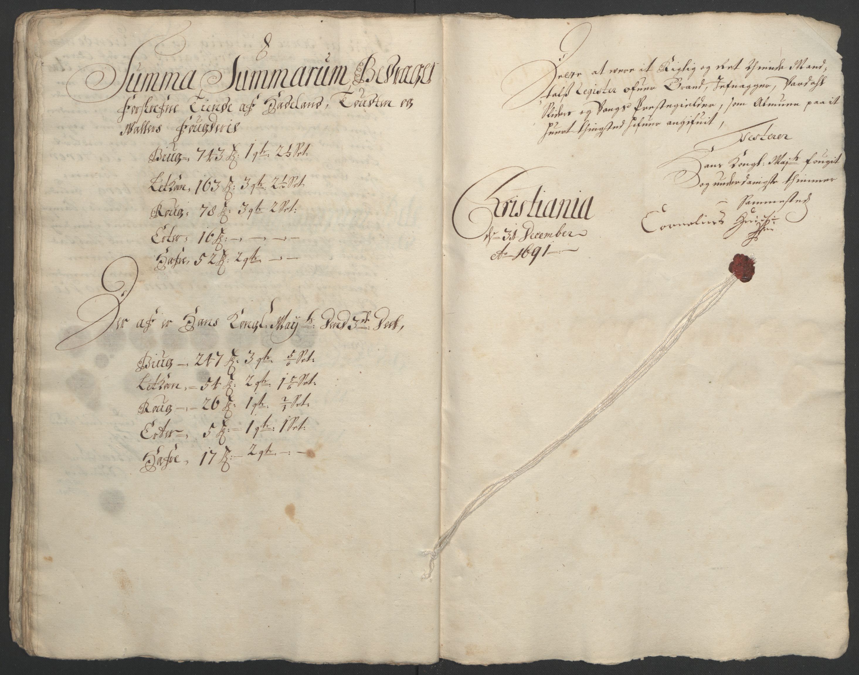 Rentekammeret inntil 1814, Reviderte regnskaper, Fogderegnskap, AV/RA-EA-4092/R18/L1290: Fogderegnskap Hadeland, Toten og Valdres, 1691, p. 59