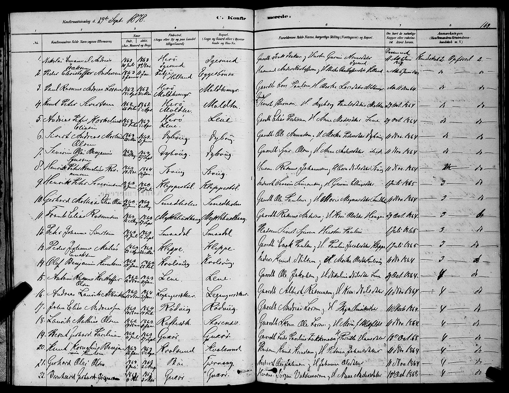 Ministerialprotokoller, klokkerbøker og fødselsregistre - Møre og Romsdal, AV/SAT-A-1454/507/L0081: Parish register (copy) no. 507C04, 1878-1898, p. 169