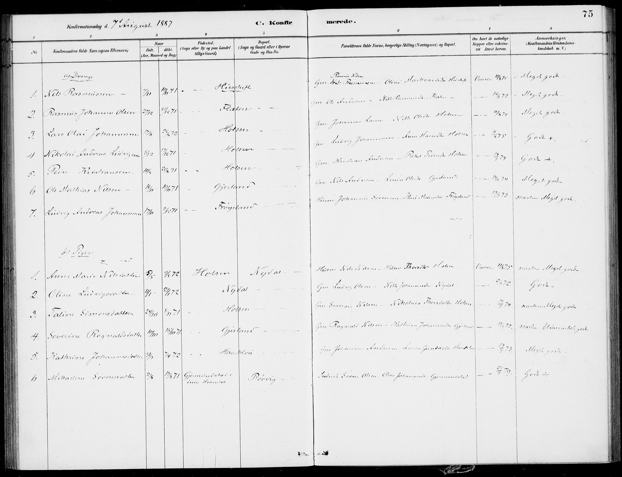 Førde sokneprestembete, AV/SAB-A-79901/H/Haa/Haac/L0001: Parish register (official) no. C  1, 1881-1920, p. 75