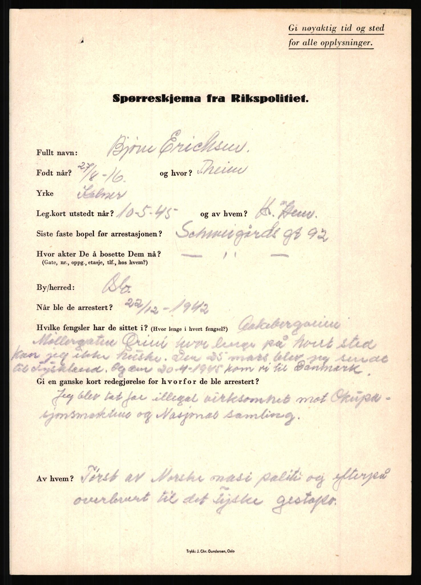 Rikspolitisjefen, AV/RA-S-1560/L/L0004: Eriksen, Alf - Geving, Øivind, 1940-1945, p. 21
