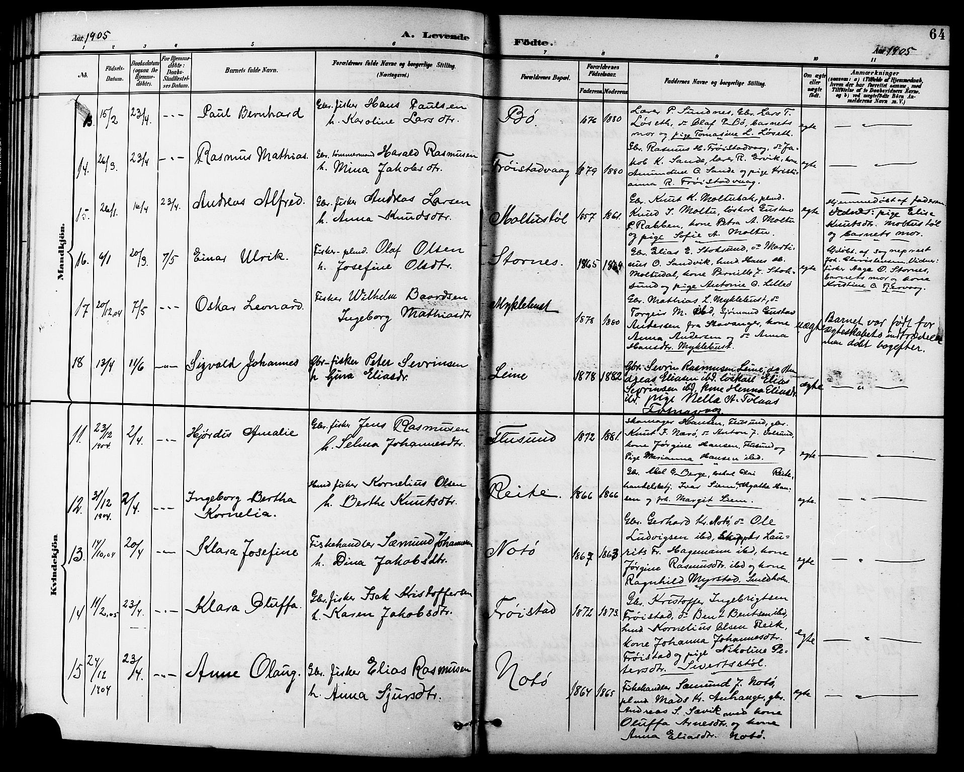 Ministerialprotokoller, klokkerbøker og fødselsregistre - Møre og Romsdal, SAT/A-1454/507/L0082: Parish register (copy) no. 507C05, 1896-1914, p. 64