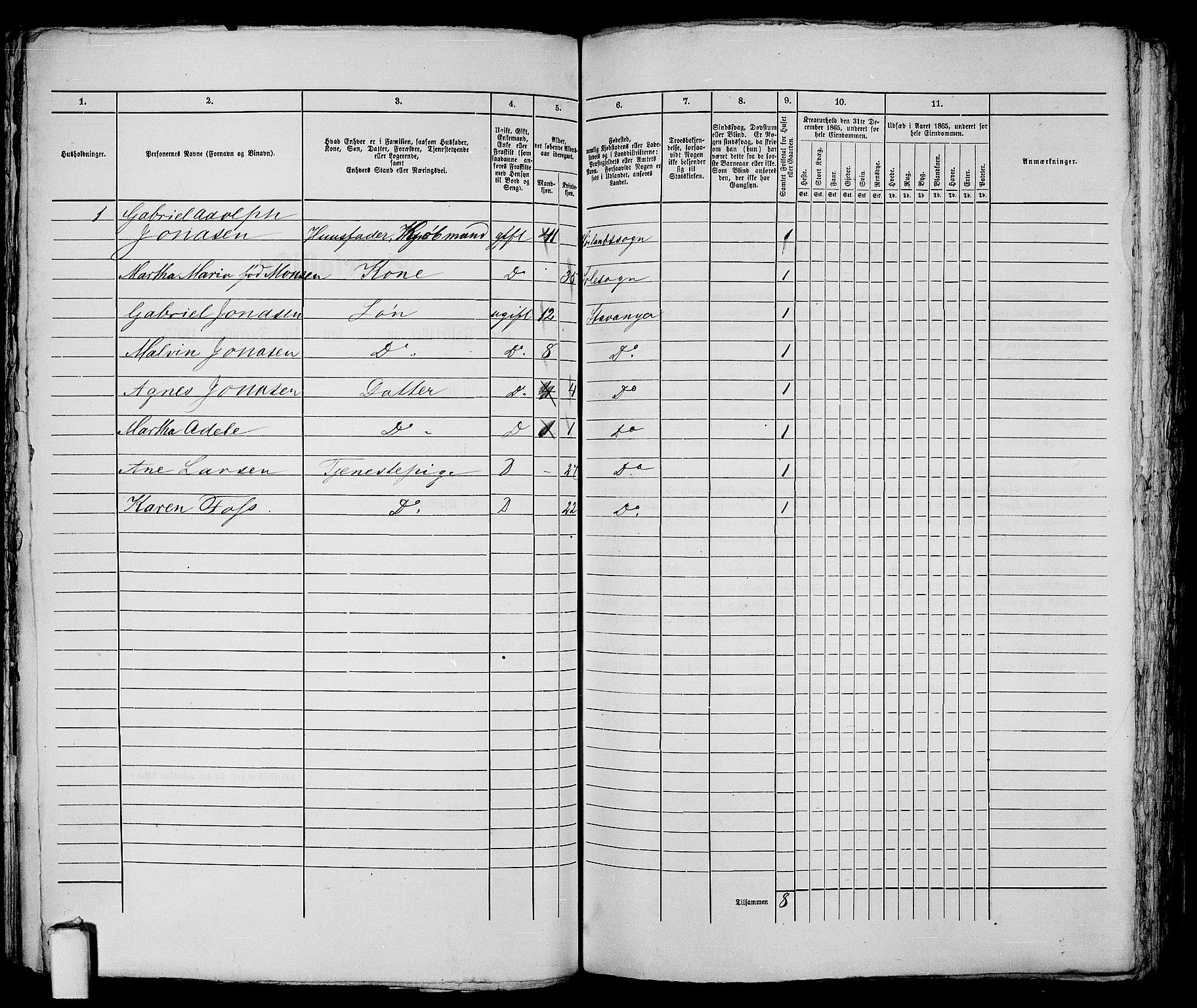 RA, 1865 census for Stavanger, 1865, p. 234