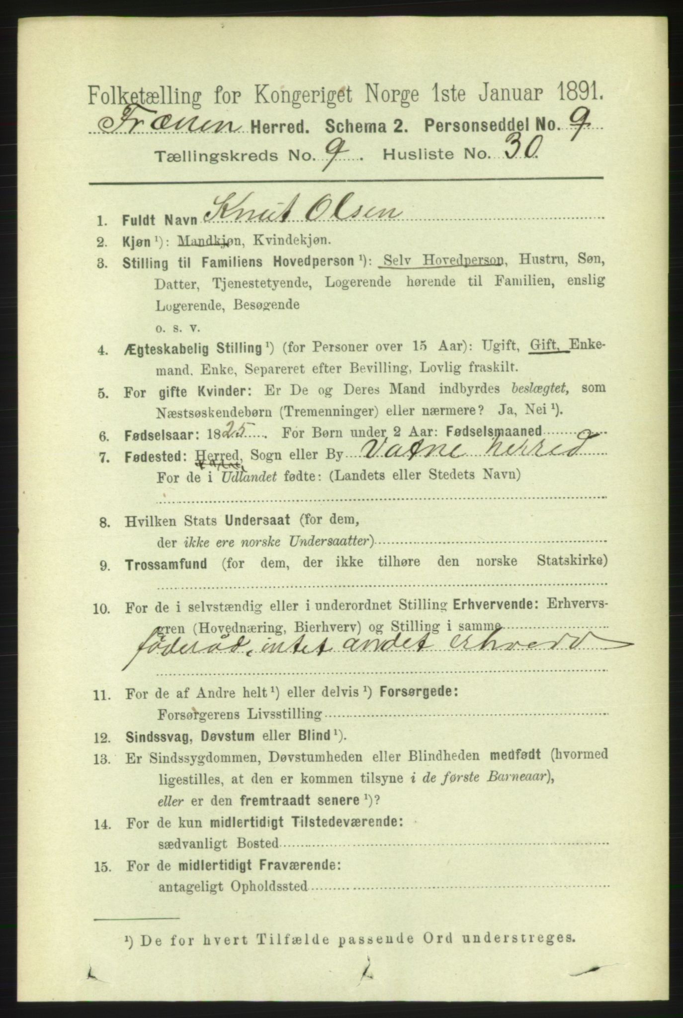 RA, 1891 census for 1548 Fræna, 1891, p. 3035