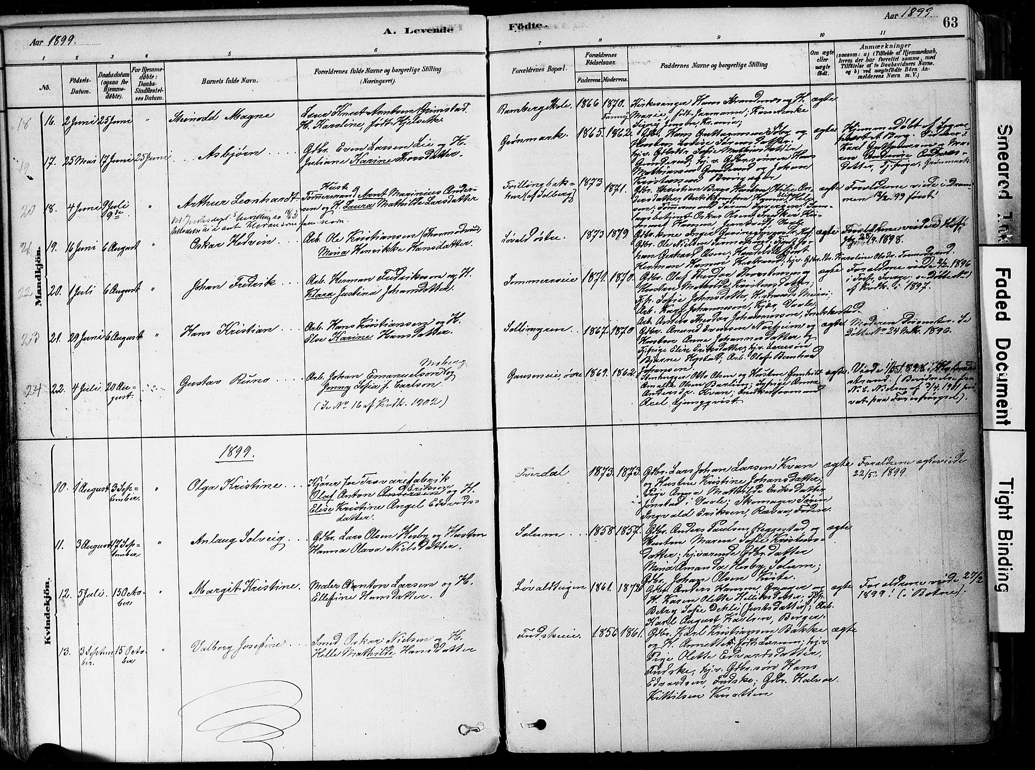 Botne kirkebøker, AV/SAKO-A-340/F/Fa/L0007: Parish register (official) no. I 7, 1878-1910, p. 63