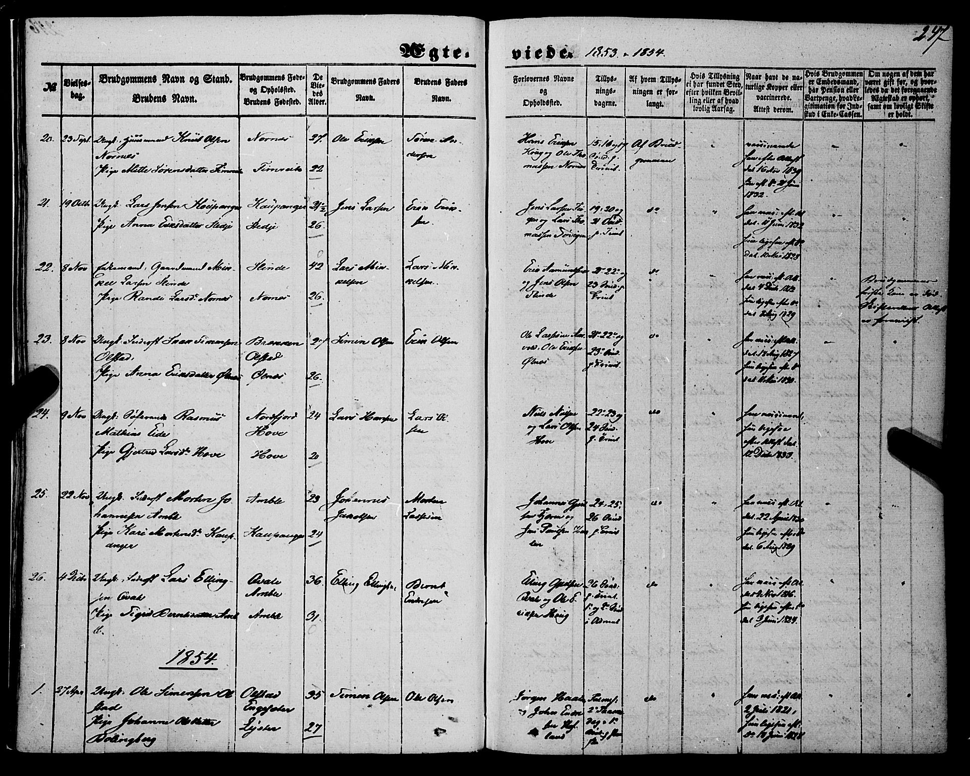 Sogndal sokneprestembete, AV/SAB-A-81301/H/Haa/Haaa/L0012II: Parish register (official) no. A 12II, 1847-1877, p. 247