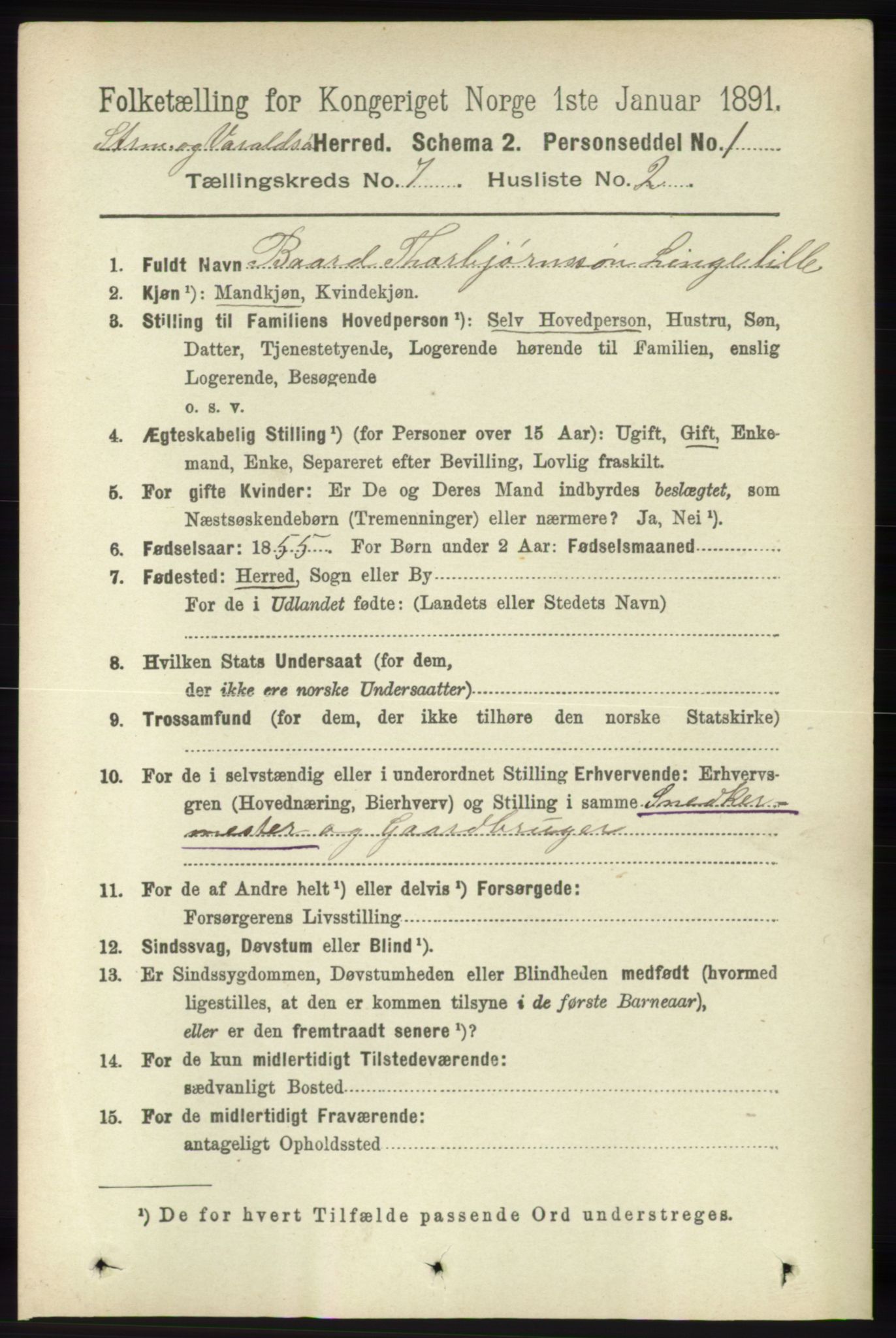 RA, 1891 census for 1226 Strandebarm og Varaldsøy, 1891, p. 2641