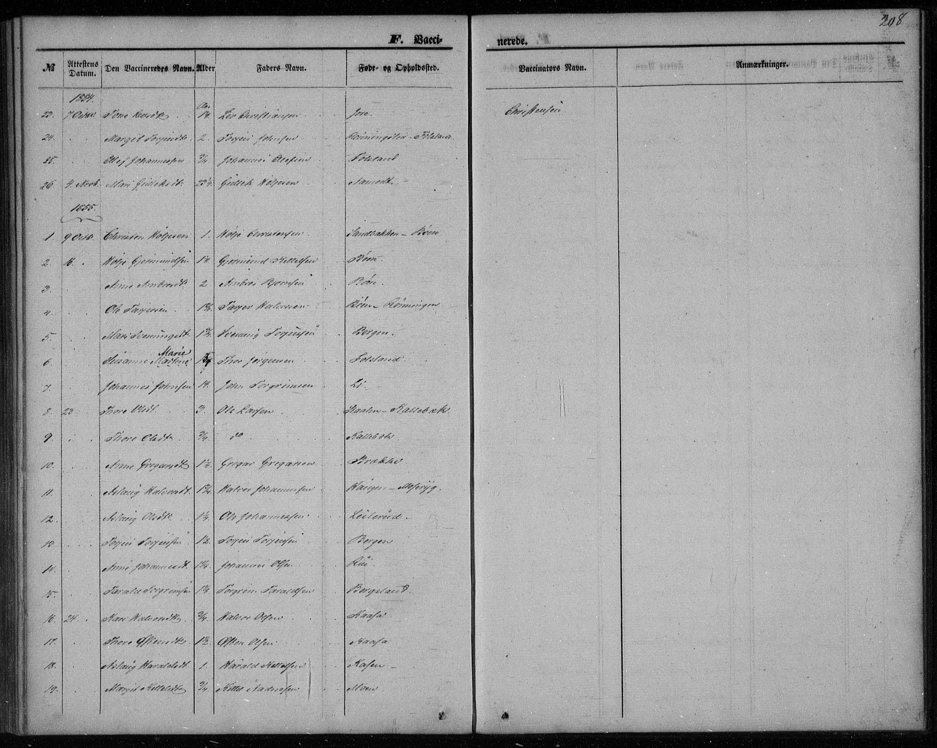 Gransherad kirkebøker, SAKO/A-267/F/Fa/L0002: Parish register (official) no. I 2, 1844-1859, p. 208
