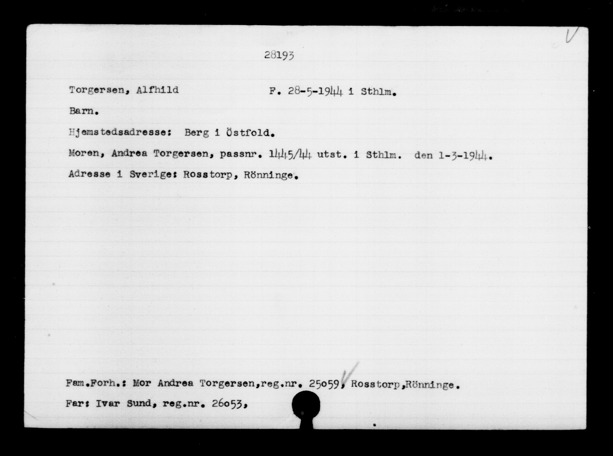 Den Kgl. Norske Legasjons Flyktningskontor, RA/S-6753/V/Va/L0011: Kjesäterkartoteket.  Flyktningenr. 25300-28349, 1940-1945, p. 3076