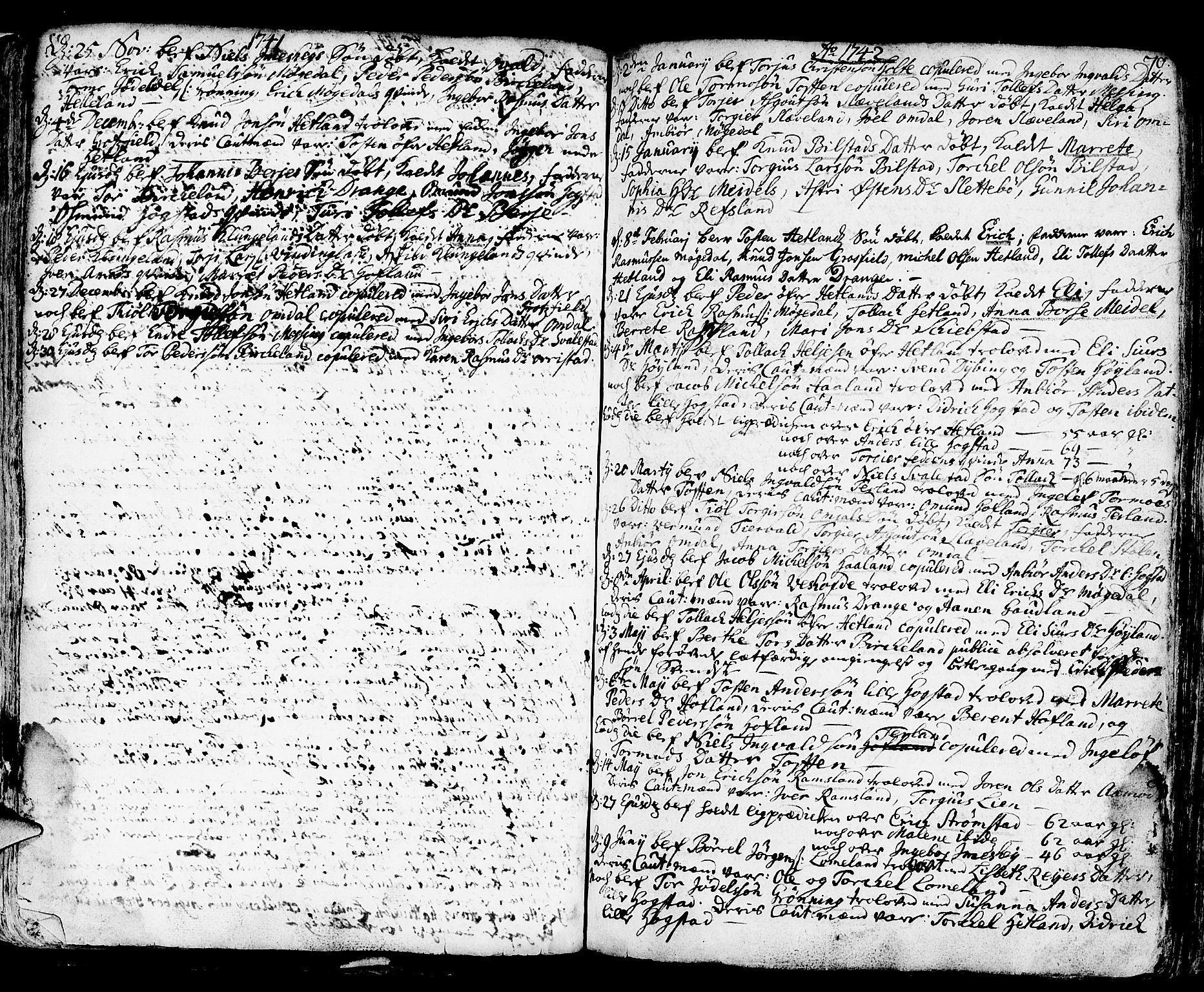 Helleland sokneprestkontor, SAST/A-101810: Parish register (official) no. A 1 /1, 1713-1761, p. 70