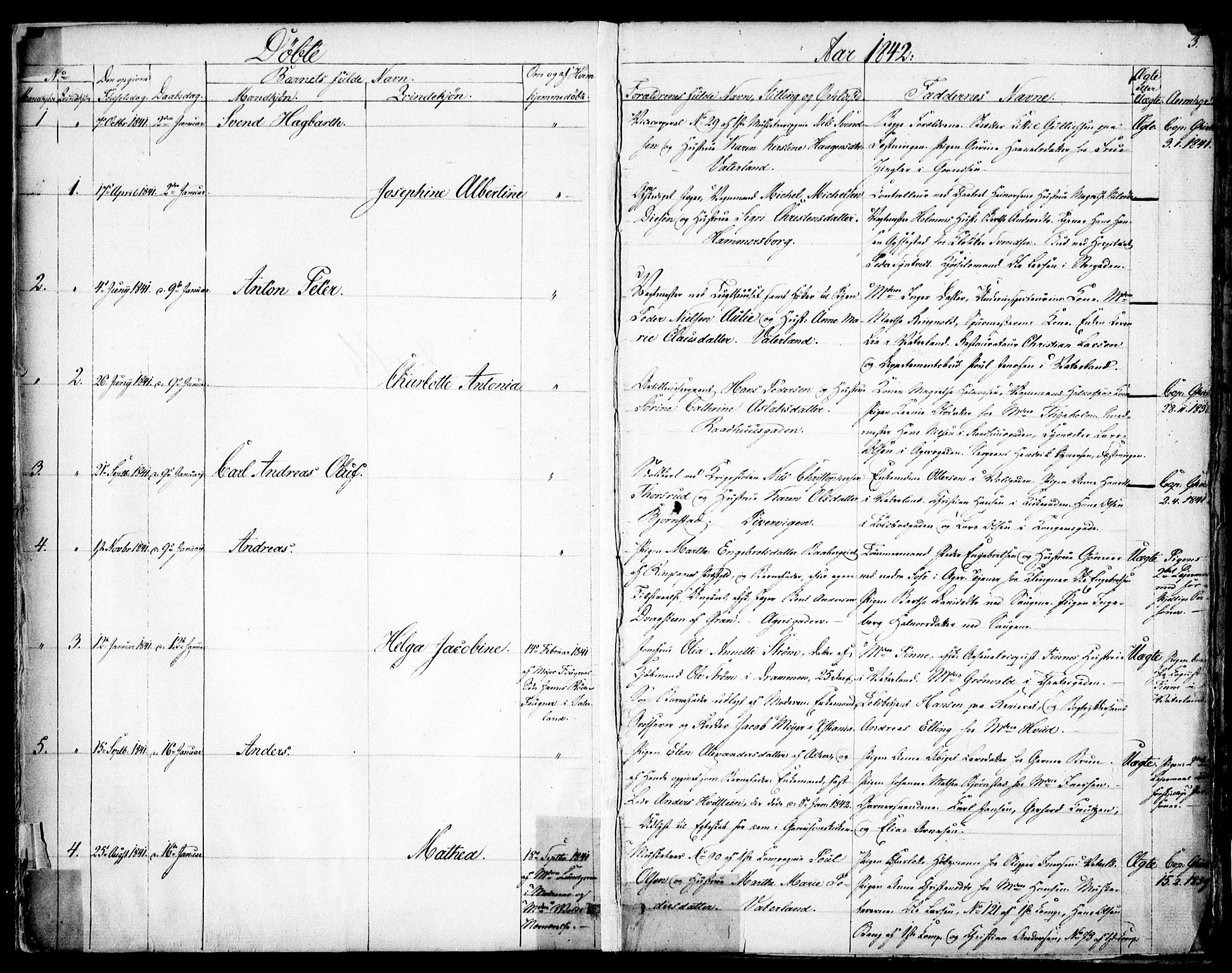 Garnisonsmenigheten Kirkebøker, SAO/A-10846/F/Fa/L0008: Parish register (official) no. 8, 1842-1859, p. 3