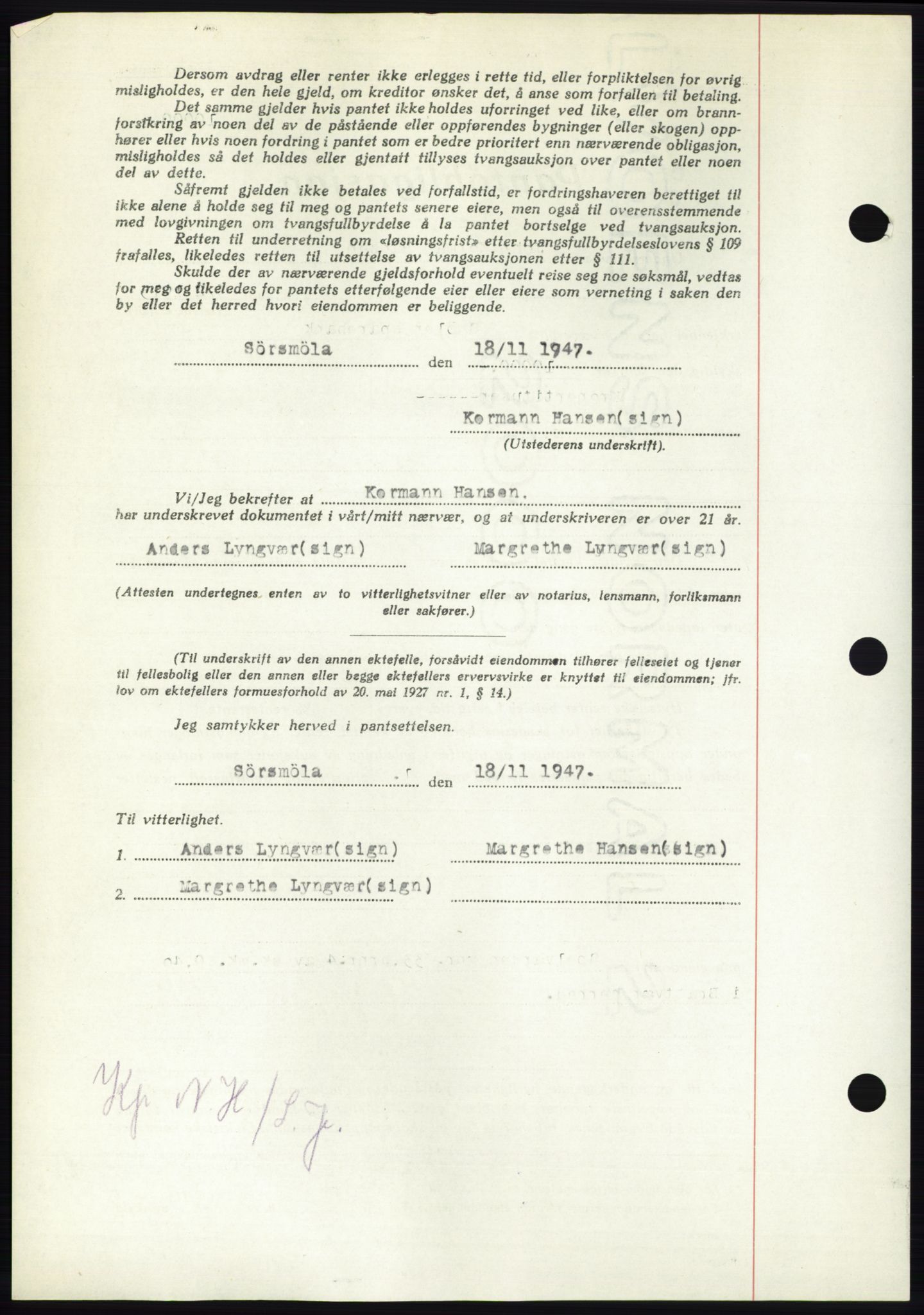 Nordmøre sorenskriveri, AV/SAT-A-4132/1/2/2Ca: Mortgage book no. B97, 1947-1948, Diary no: : 2828/1947