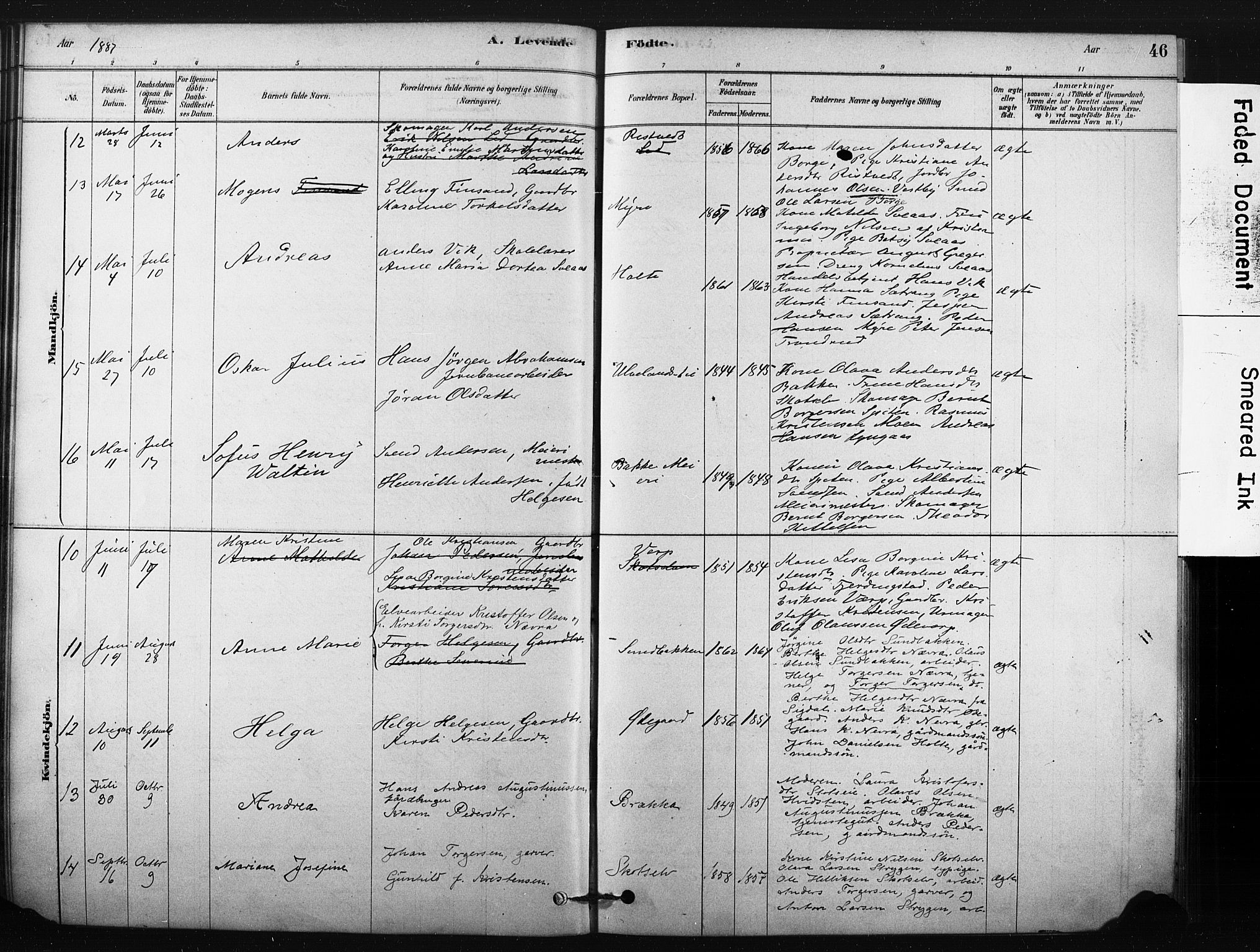 Eiker kirkebøker, AV/SAKO-A-4/F/Fc/L0001: Parish register (official) no. III 1, 1878-1889, p. 46