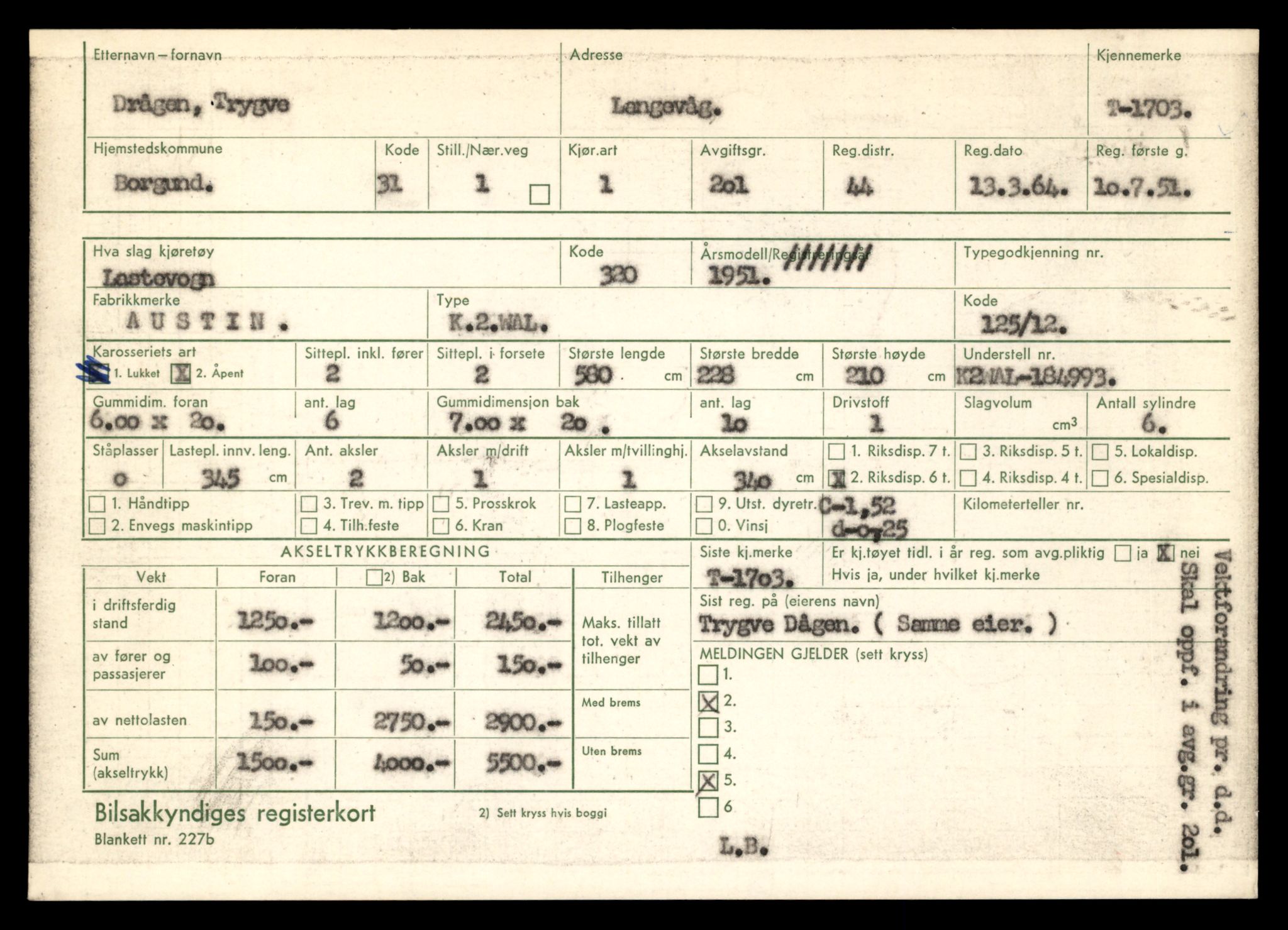 Møre og Romsdal vegkontor - Ålesund trafikkstasjon, AV/SAT-A-4099/F/Fe/L0015: Registreringskort for kjøretøy T 1700 - T 1850, 1927-1998, p. 83