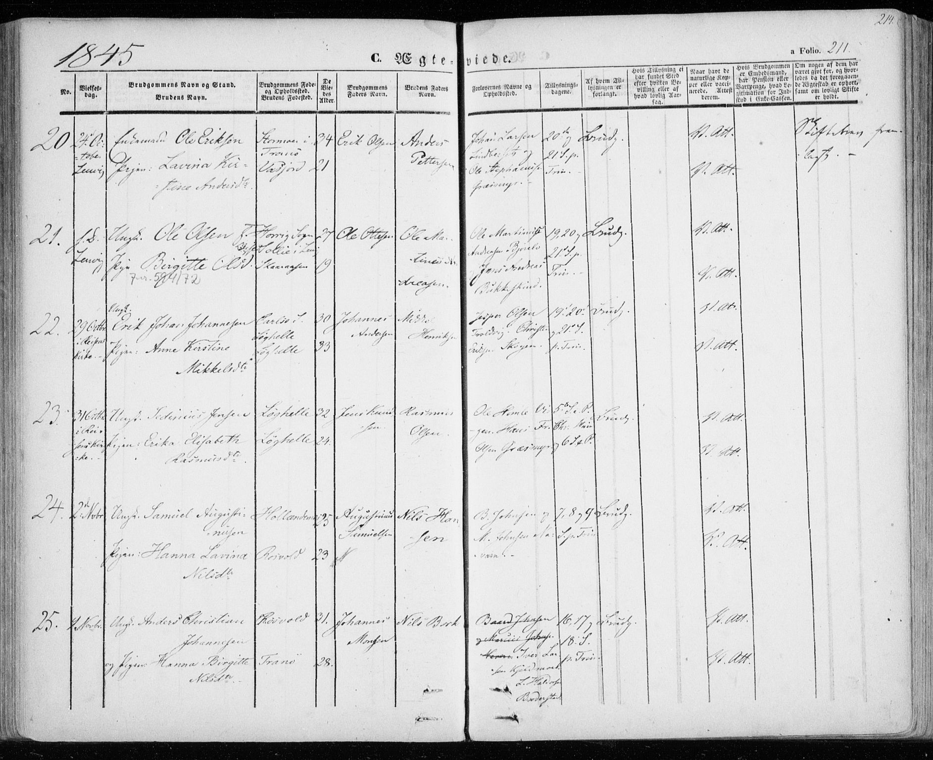Lenvik sokneprestembete, AV/SATØ-S-1310/H/Ha/Haa/L0006kirke: Parish register (official) no. 6, 1845-1854, p. 214