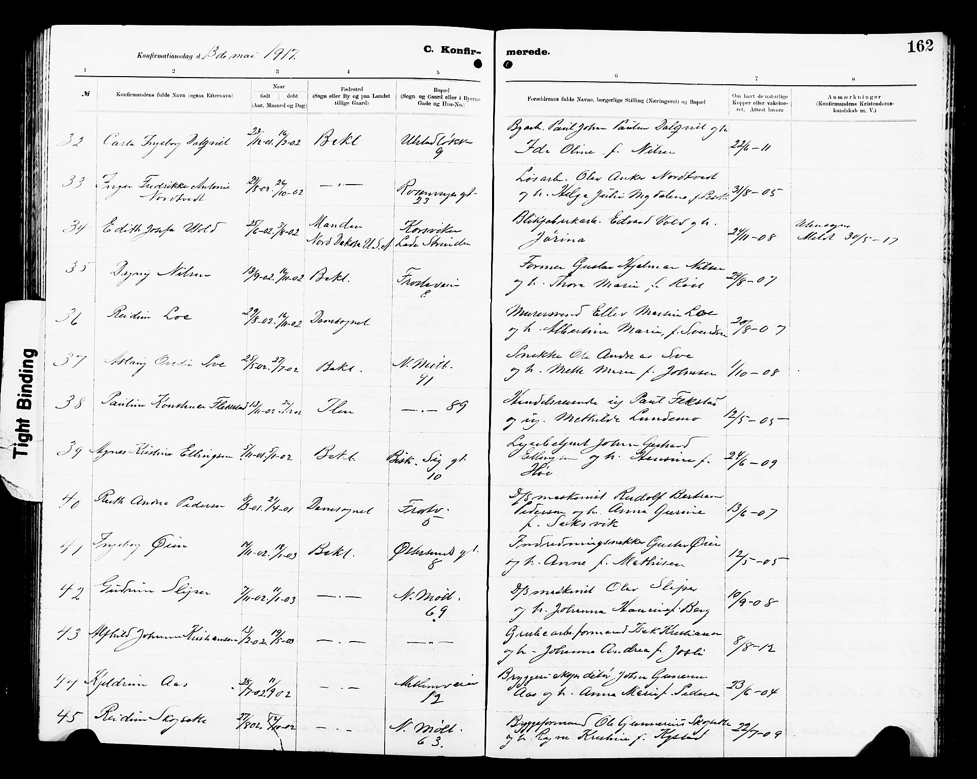 Ministerialprotokoller, klokkerbøker og fødselsregistre - Sør-Trøndelag, AV/SAT-A-1456/605/L0256: Parish register (copy) no. 605C03, 1916-1920, p. 162