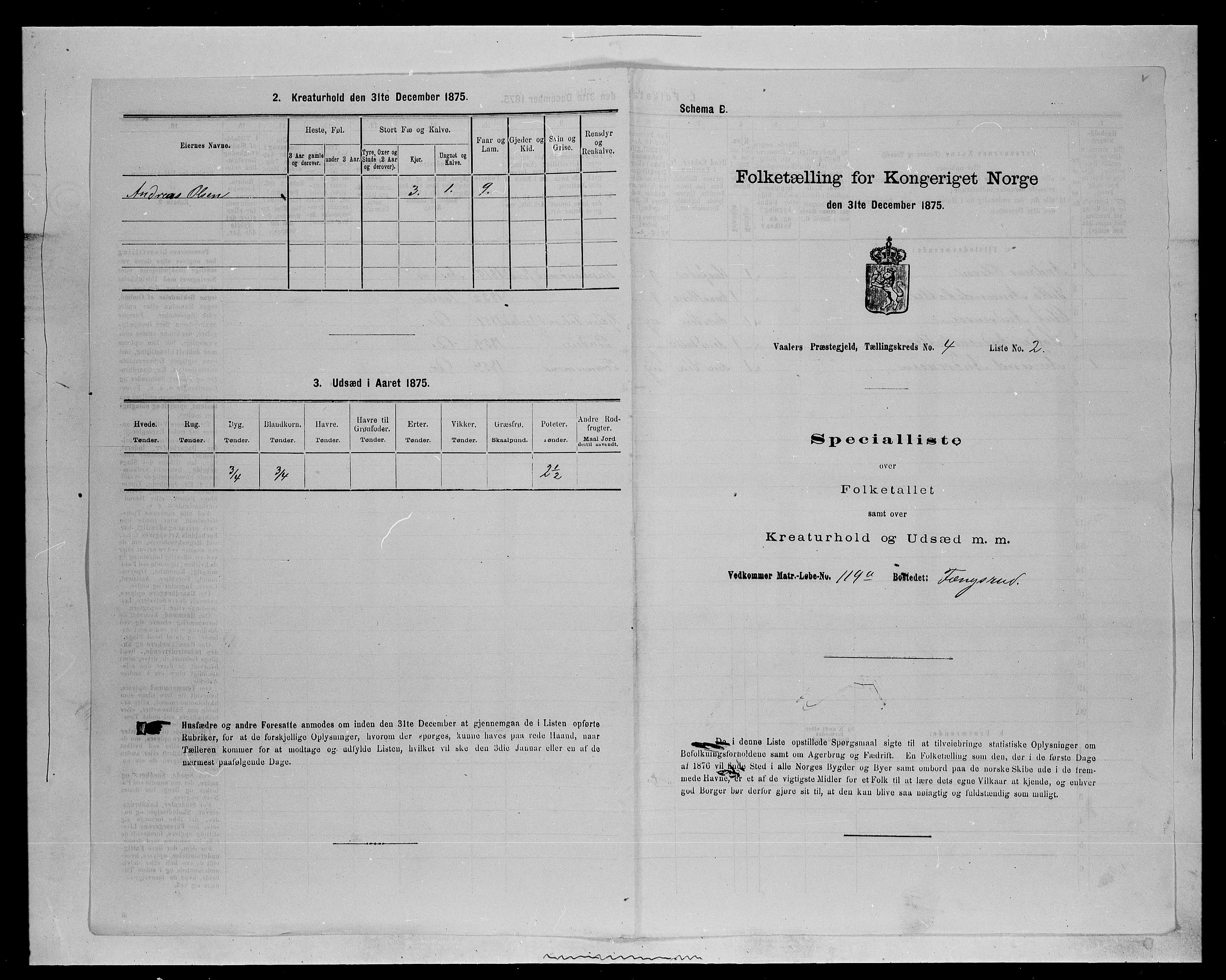 SAH, 1875 census for 0426P Våler parish (Hedmark), 1875, p. 496