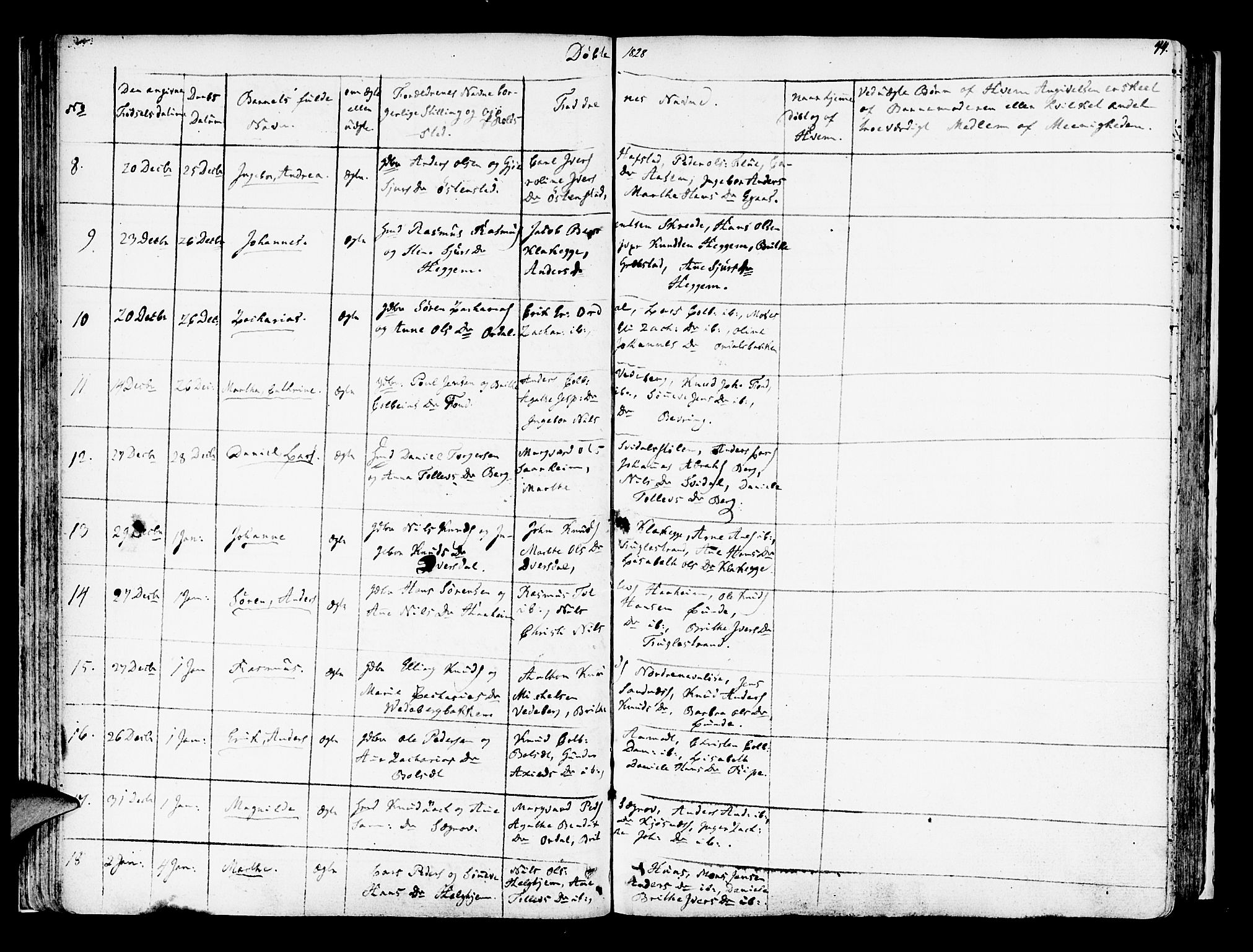 Jølster sokneprestembete, AV/SAB-A-80701/H/Haa/Haaa/L0008: Parish register (official) no. A 8, 1821-1833, p. 44