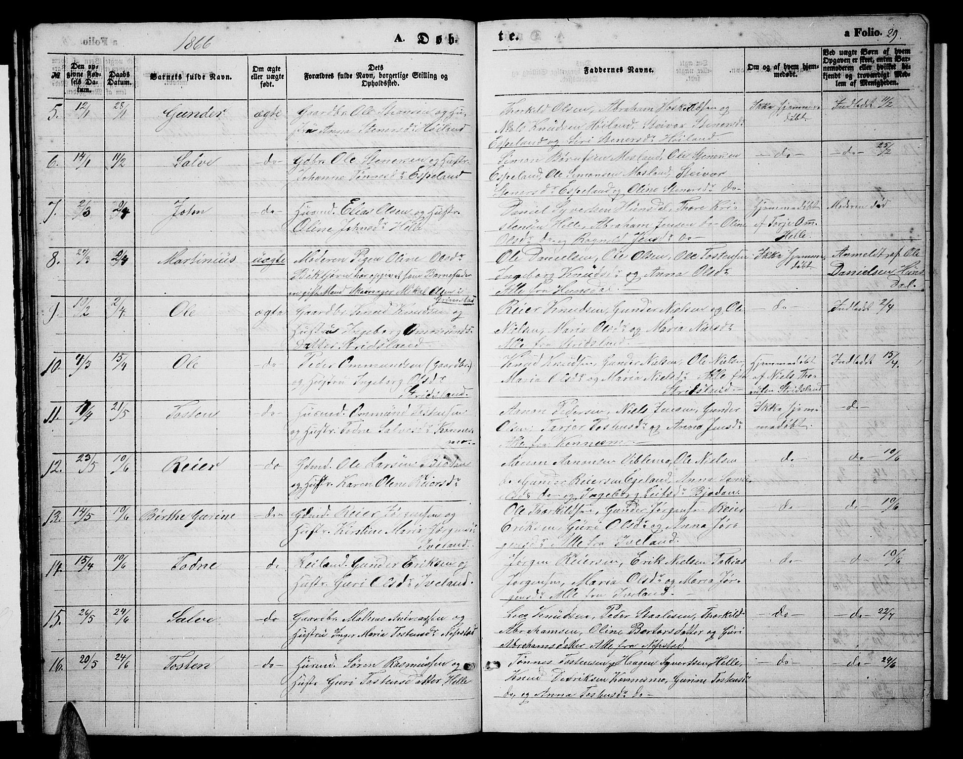 Nord-Audnedal sokneprestkontor, AV/SAK-1111-0032/F/Fb/Fba/L0002: Parish register (copy) no. B 2, 1856-1882, p. 29