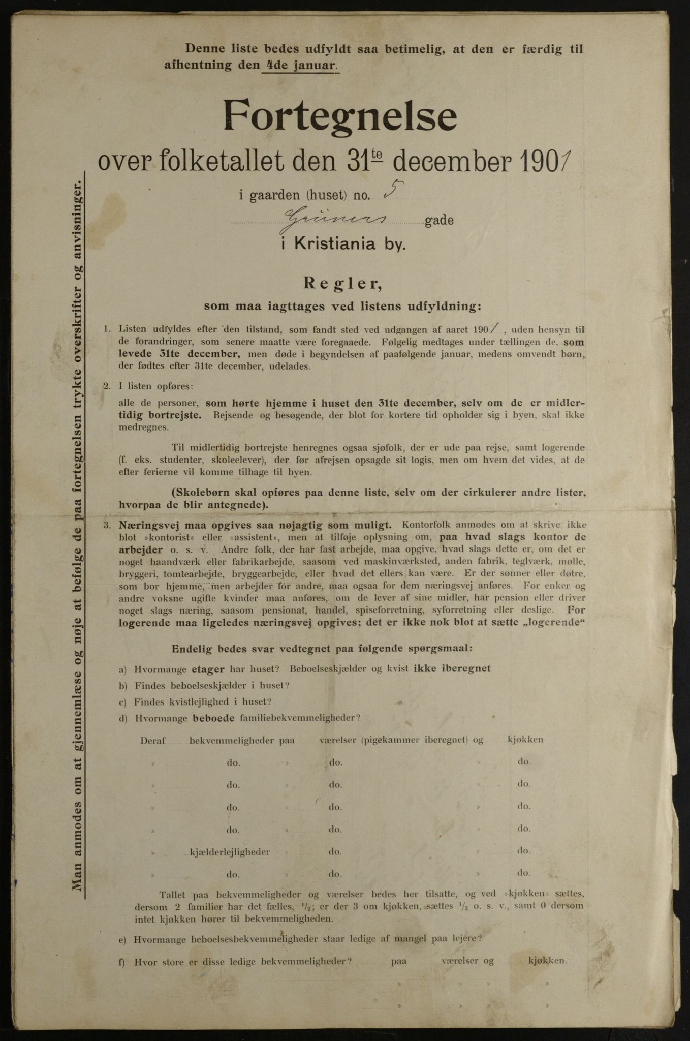 OBA, Municipal Census 1901 for Kristiania, 1901, p. 4993