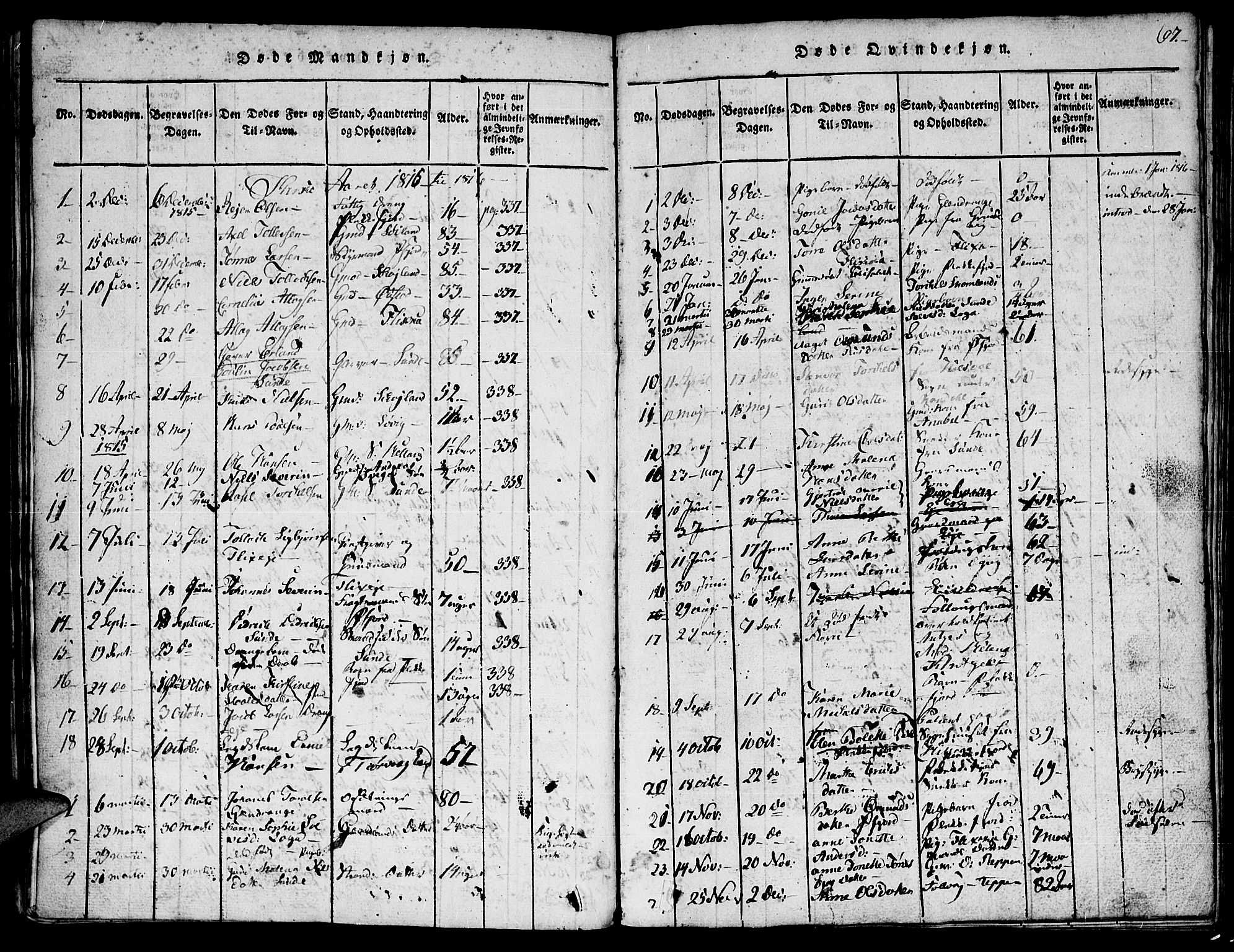 Flekkefjord sokneprestkontor, SAK/1111-0012/F/Fa/Fac/L0002: Parish register (official) no. A 2, 1815-1826, p. 97