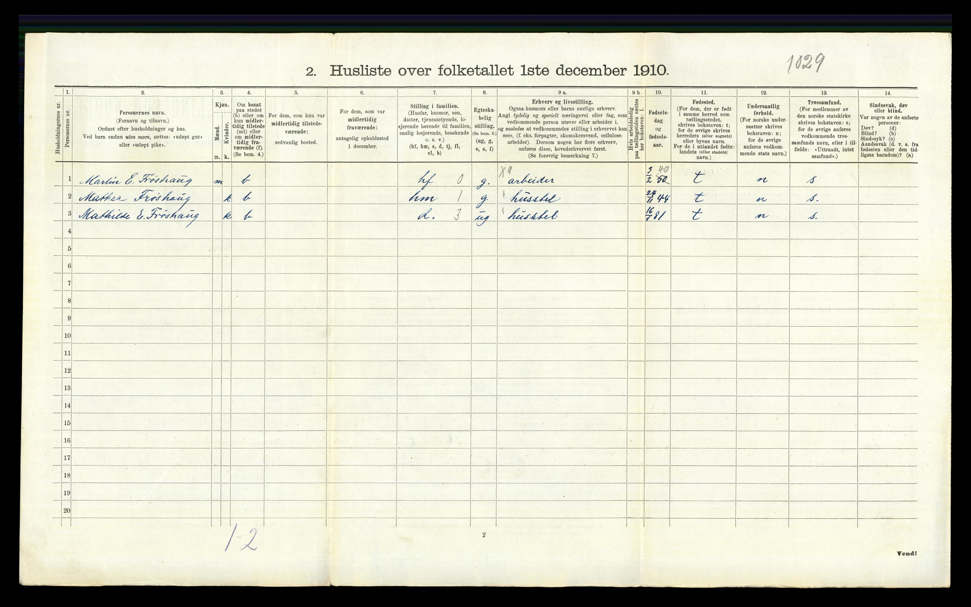 RA, 1910 census for Hole, 1910, p. 339