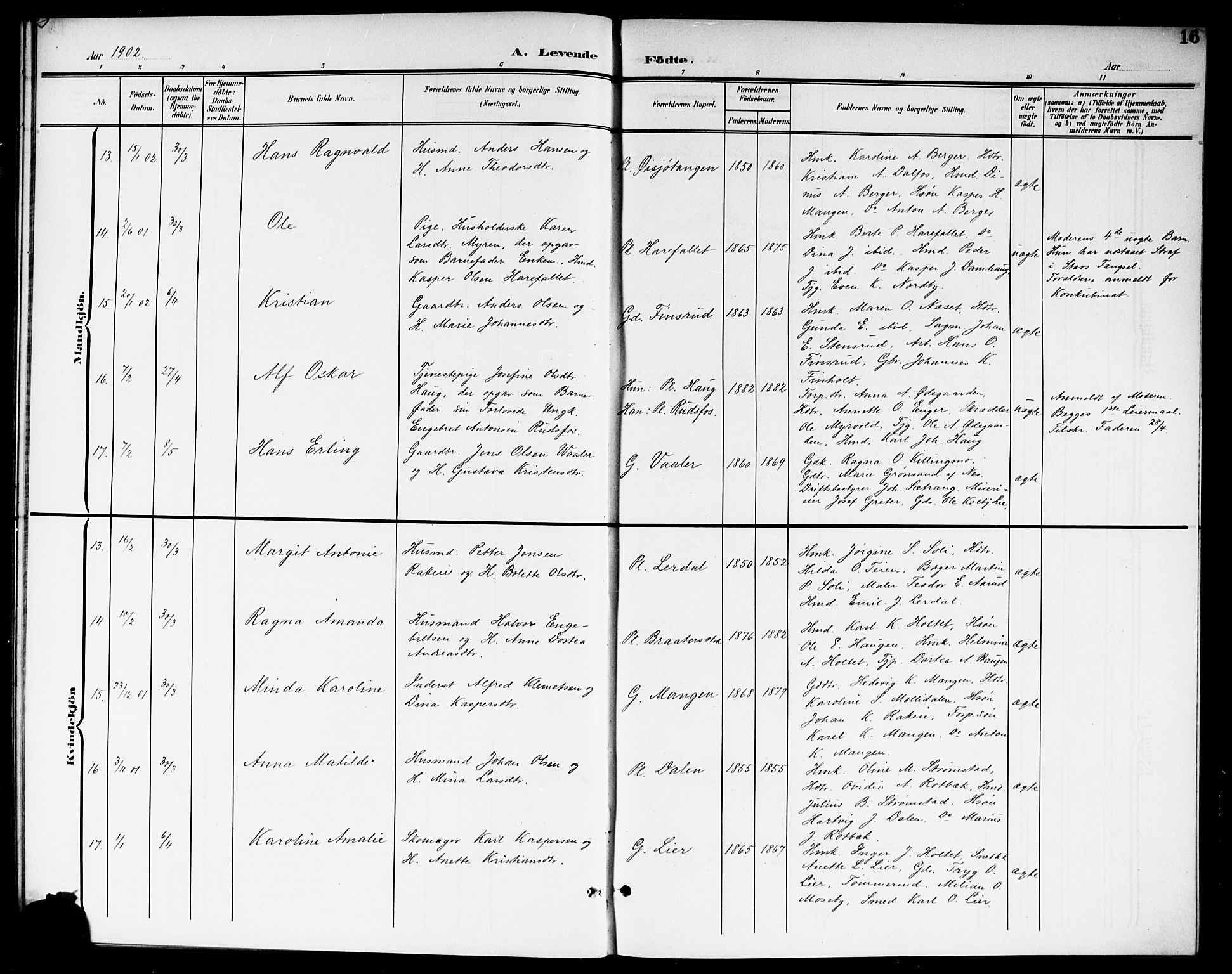 Aurskog prestekontor Kirkebøker, AV/SAO-A-10304a/G/Ga/L0004: Parish register (copy) no. I 4, 1901-1921, p. 16