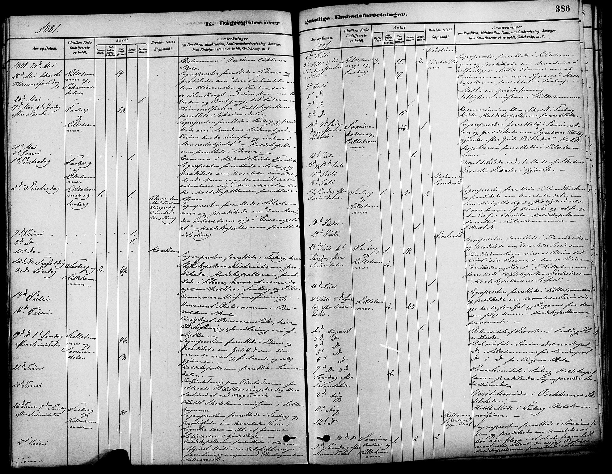 Fåberg prestekontor, SAH/PREST-086/H/Ha/Haa/L0008: Parish register (official) no. 8, 1879-1898, p. 386