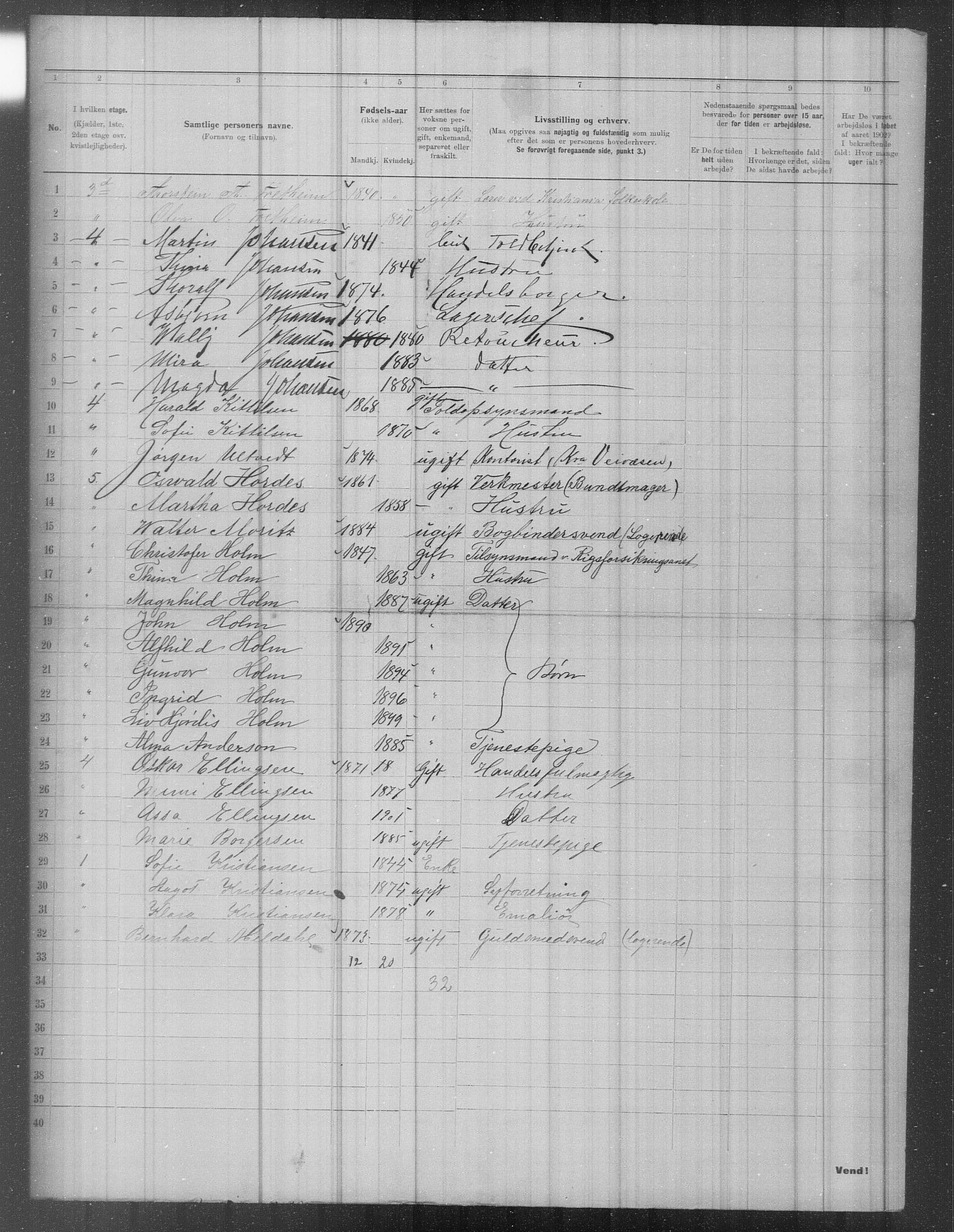 OBA, Municipal Census 1902 for Kristiania, 1902, p. 1130