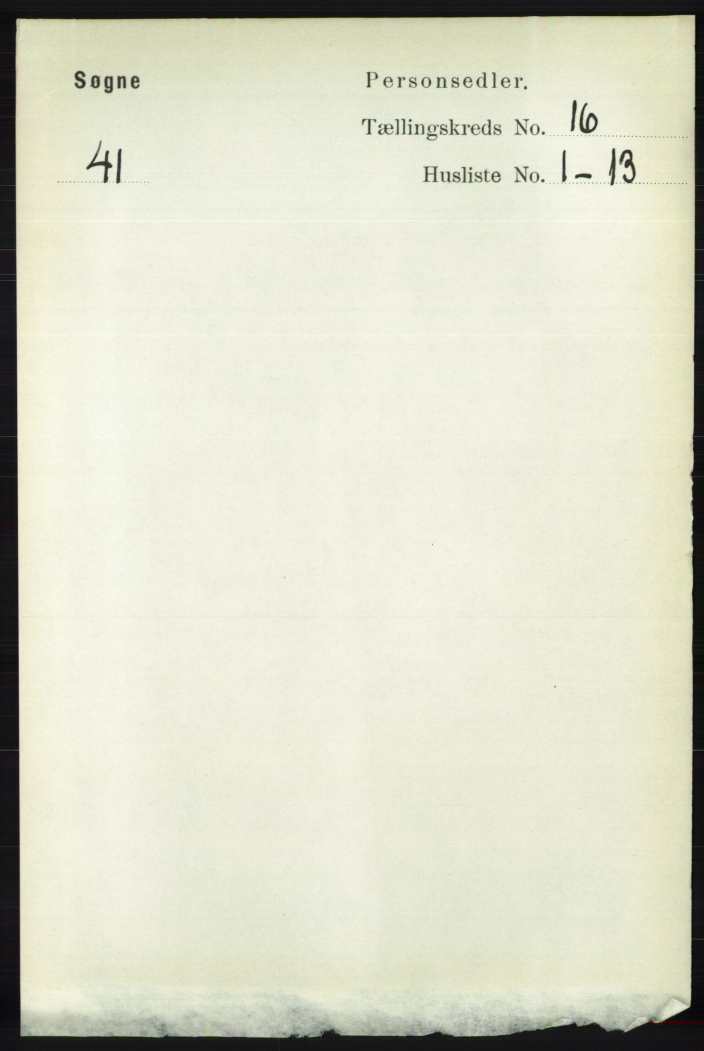 RA, 1891 census for 1018 Søgne, 1891, p. 4394