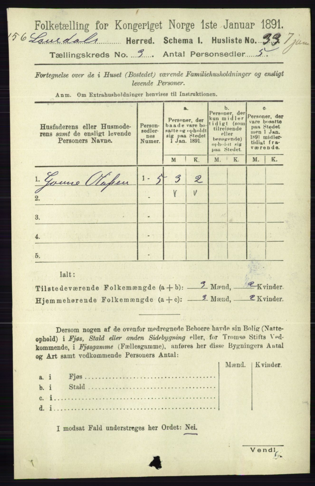 RA, 1891 census for 0833 Lårdal, 1891, p. 795