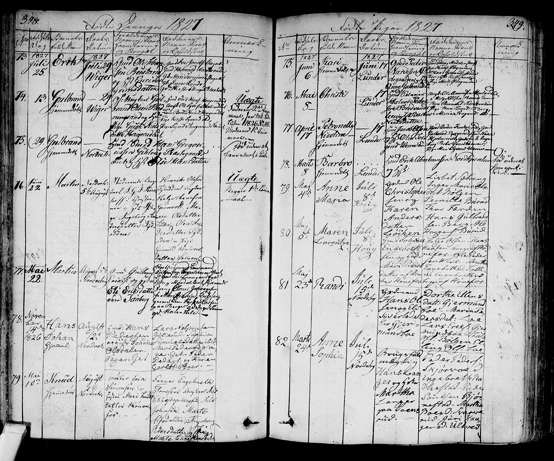 Norderhov kirkebøker, SAKO/A-237/F/Fa/L0009: Parish register (official) no. 9, 1819-1837, p. 348-349