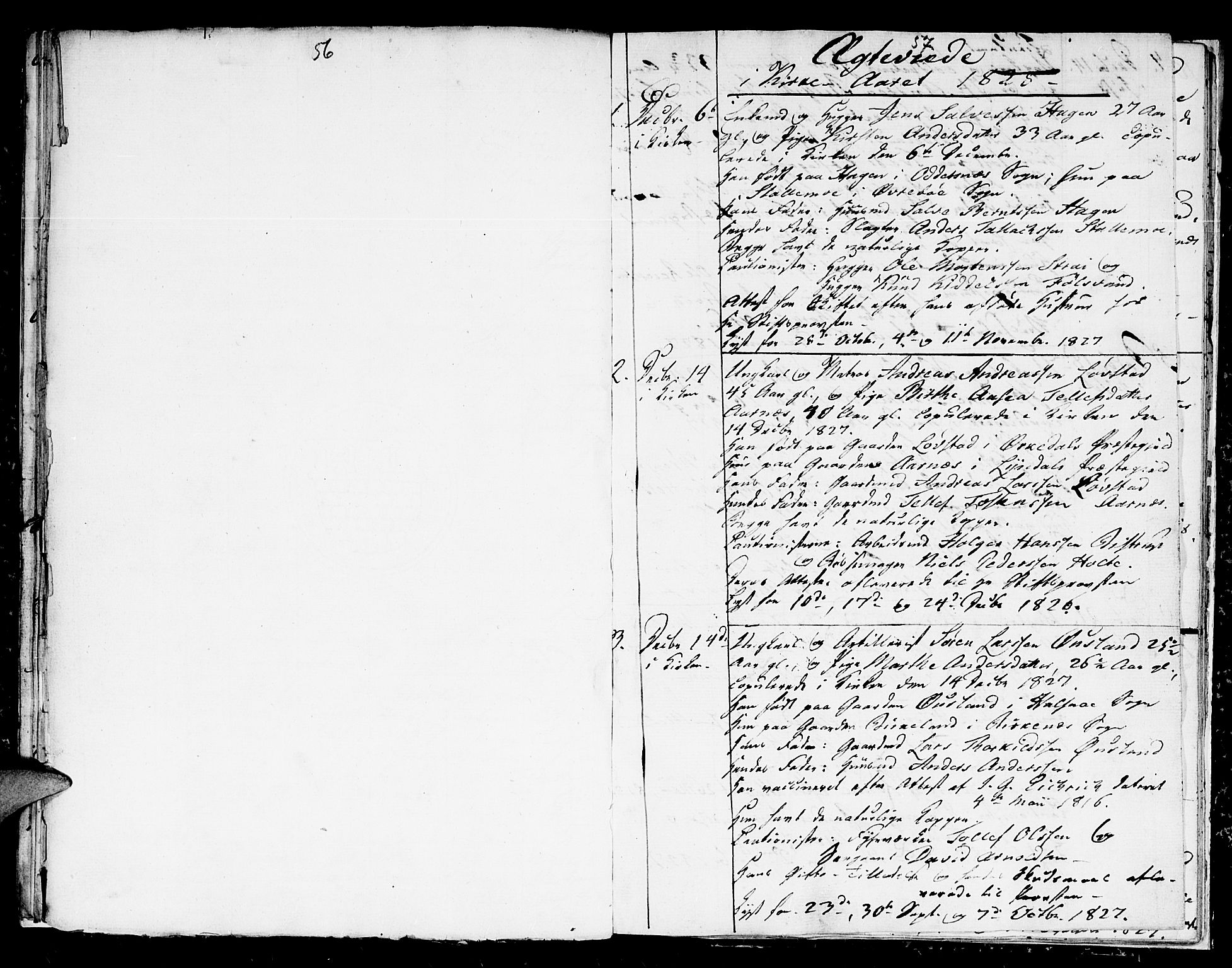 Kristiansand domprosti, SAK/1112-0006/F/Fb/L0005: Parish register (copy) no. B 5, 1827-1828, p. 56-57