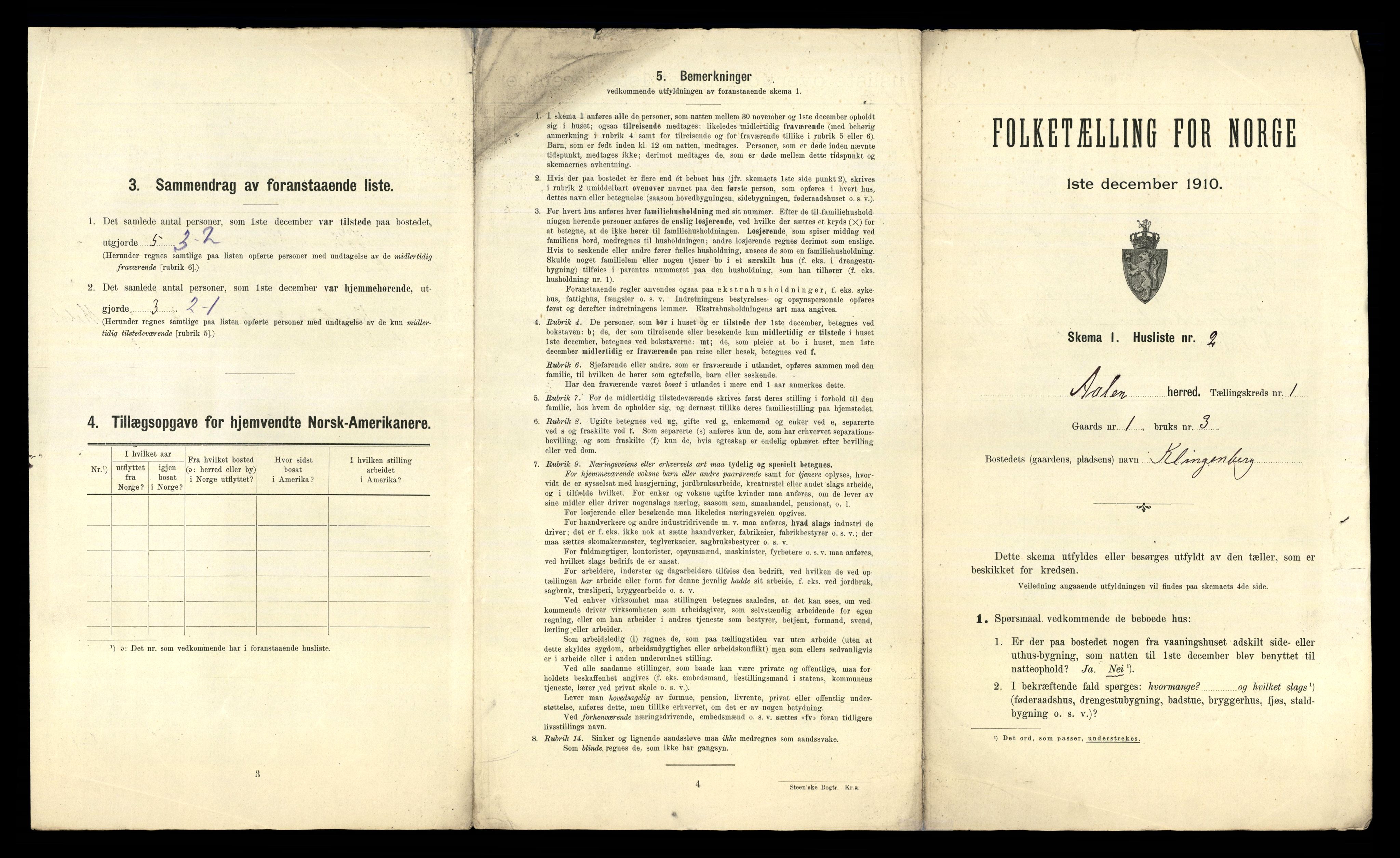 RA, 1910 census for Ålen, 1910, p. 37