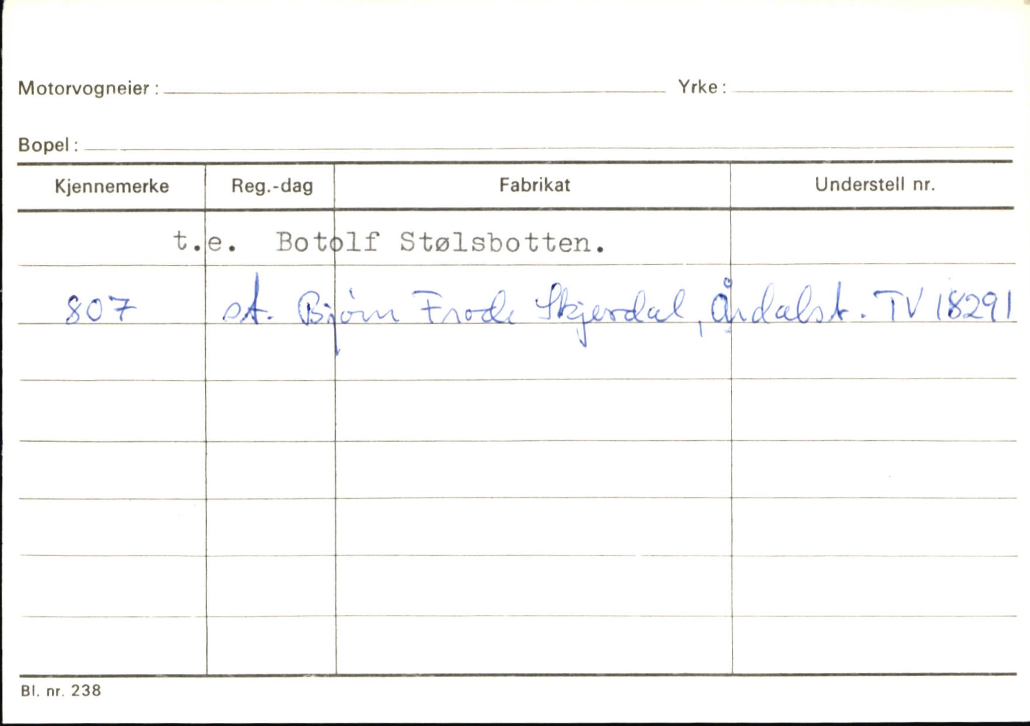 Statens vegvesen, Sogn og Fjordane vegkontor, SAB/A-5301/4/F/L0146: Registerkort Årdal R-Å samt diverse kort, 1945-1975, p. 279