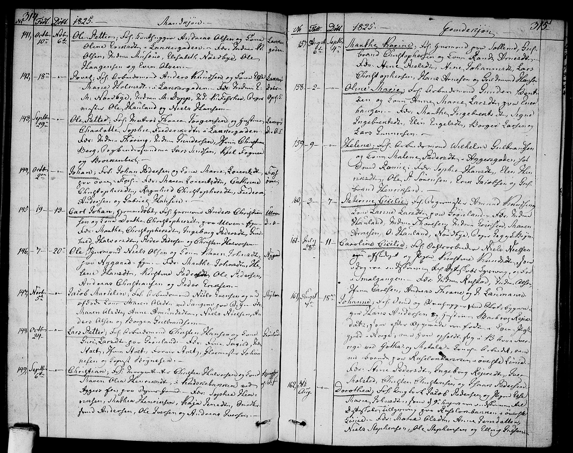 Aker prestekontor kirkebøker, SAO/A-10861/F/L0012: Parish register (official) no. 12, 1819-1828, p. 314-315